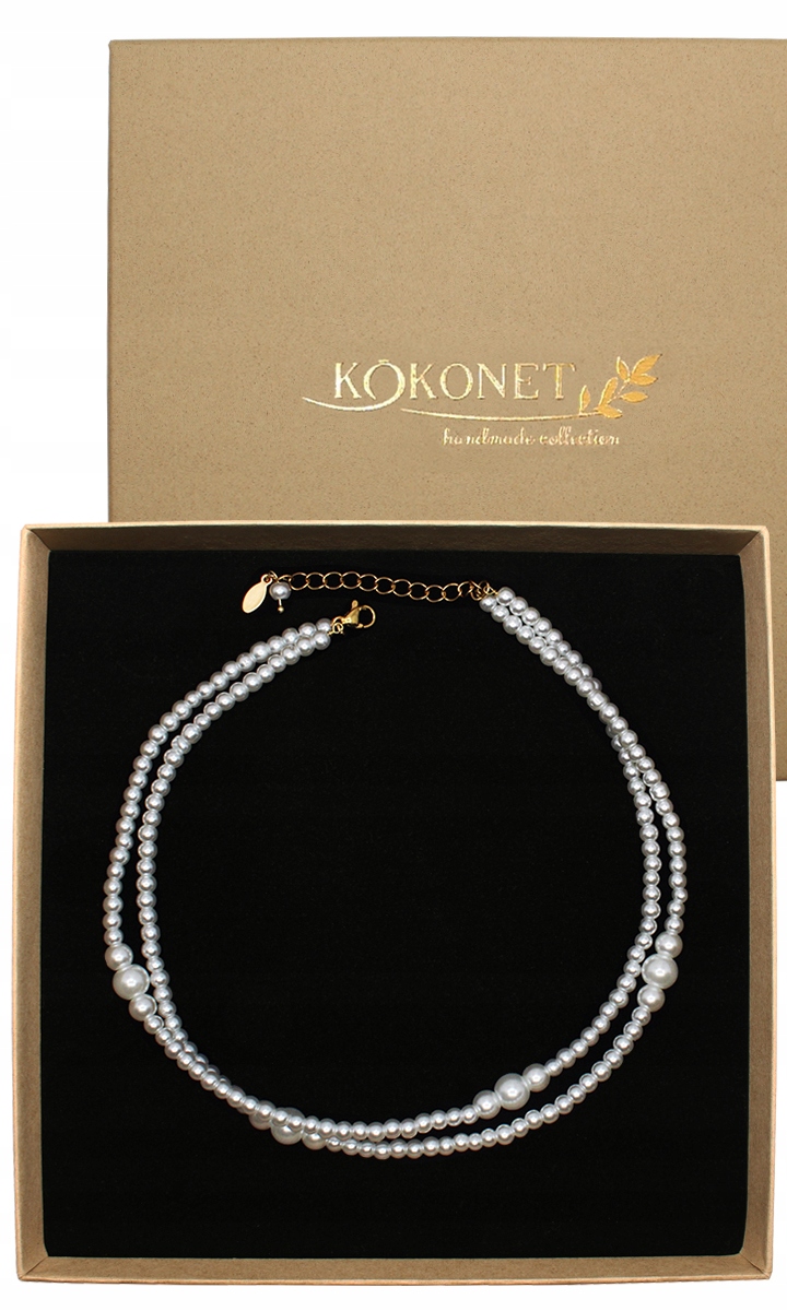 Náhrdelník choker perly 2 řady elegantní klasický pozlacený efektní