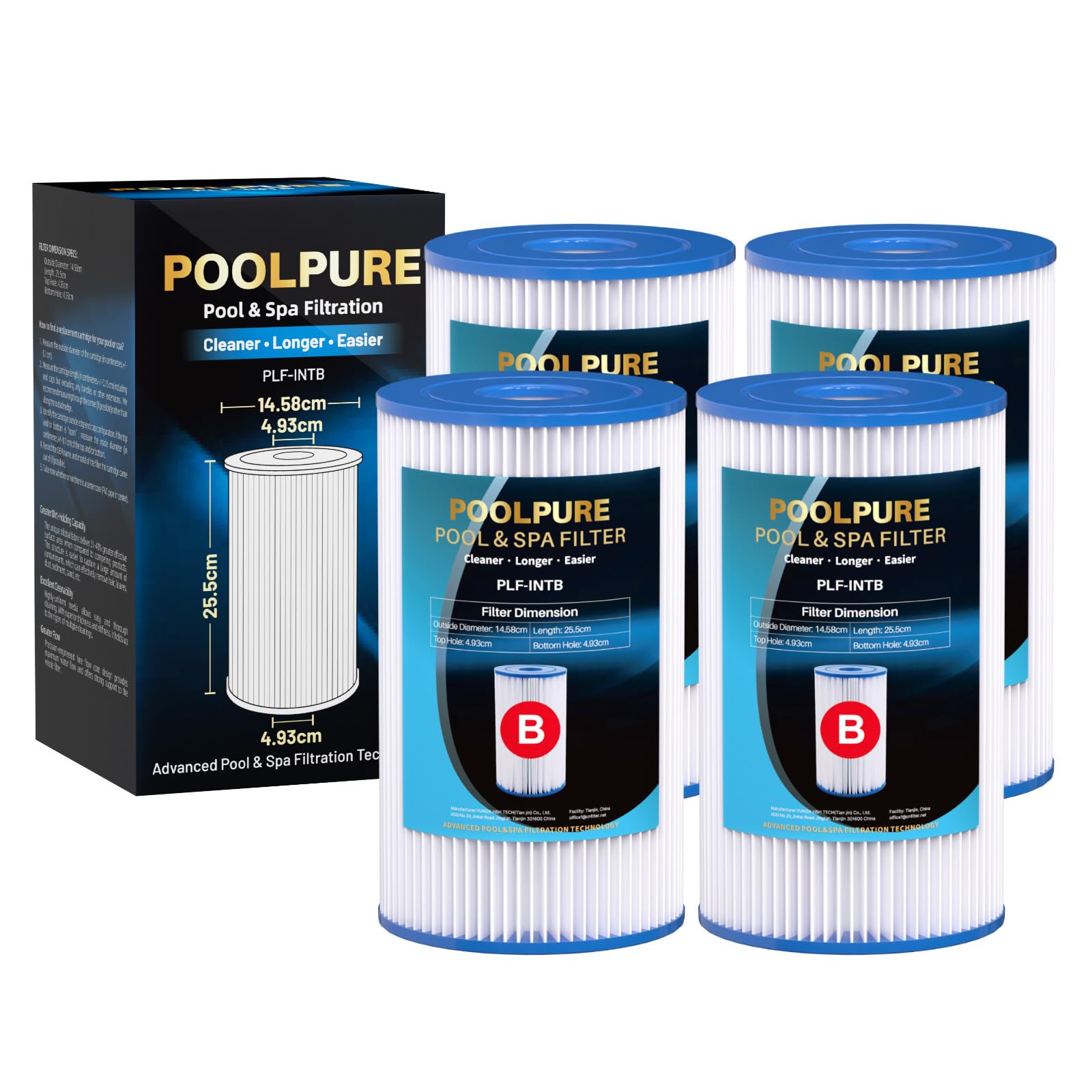 Poolpure bazénový filtr typ B náhradní Intex 29005 4 ks