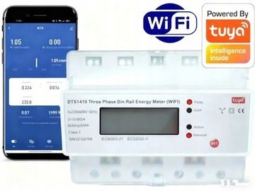 Inteligentný merač energie a prúdu 3 fázy 80A Tuya WiFi Din