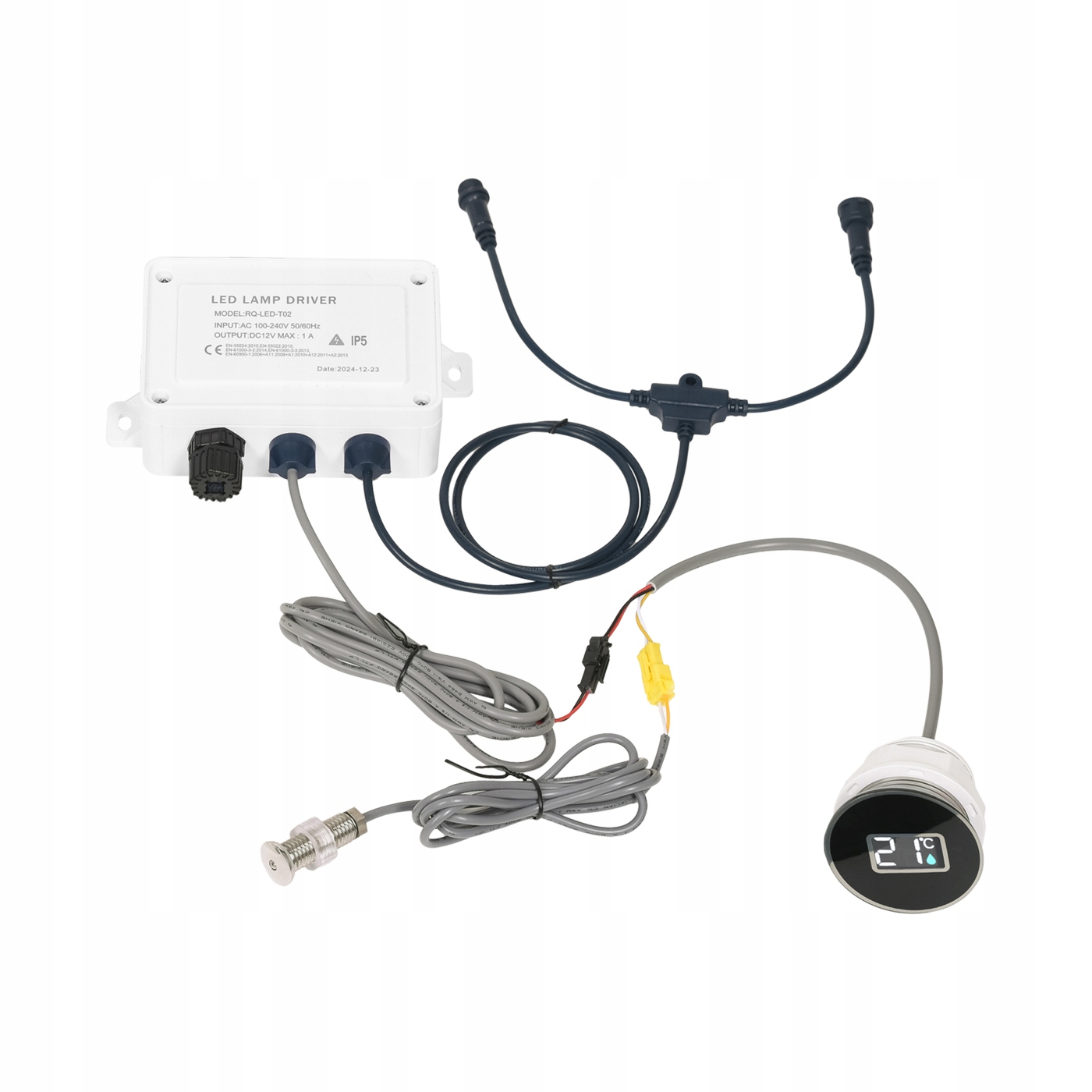 Termometr cyfrowy Led balii jacuzzi 230V czujnik 0-60°C Ø45-51mm IPX5