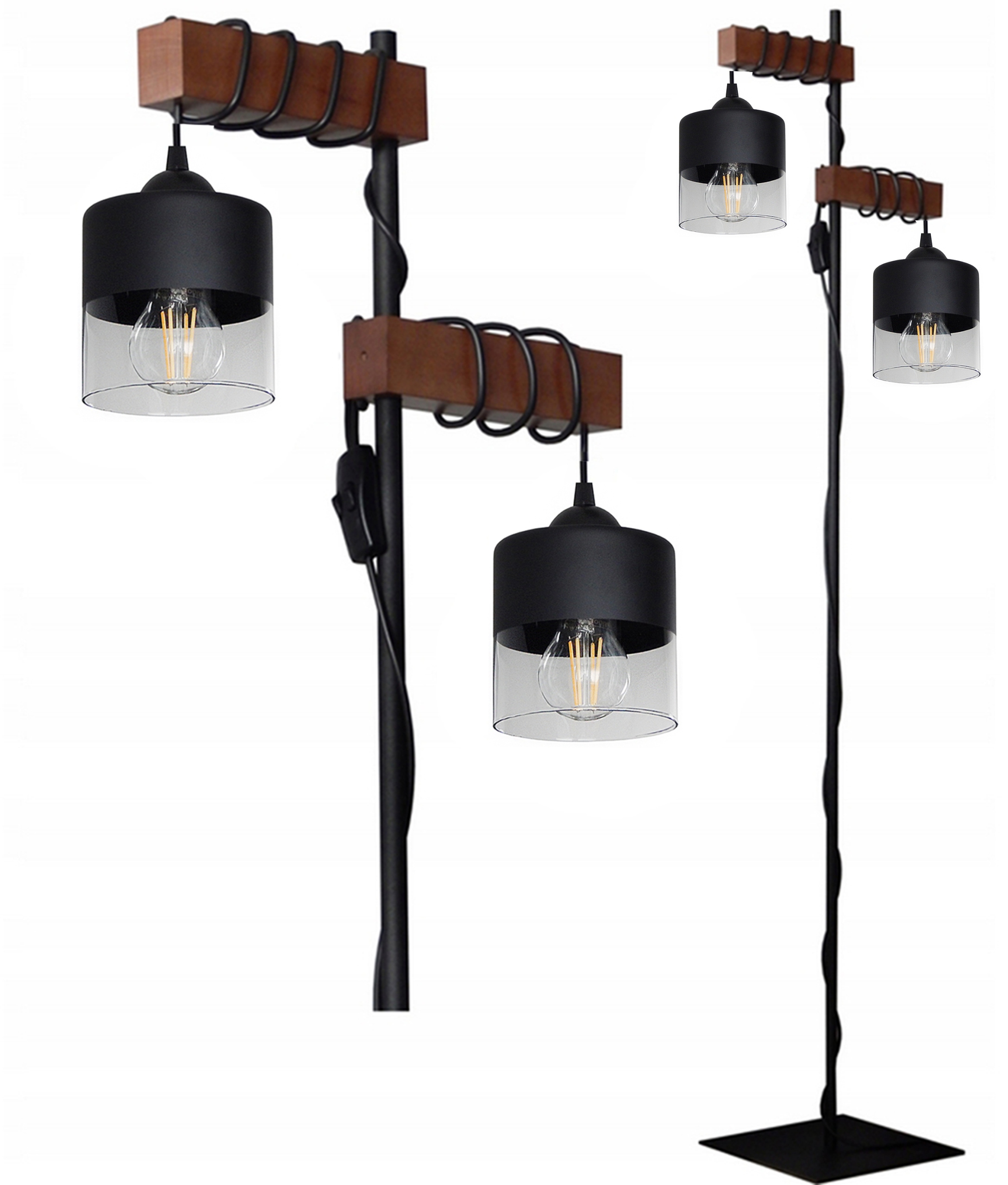 Lampa Stojąca Do Pkoju Podłogowa Led Loft E27 Drewniana Do Salonu Sypialni