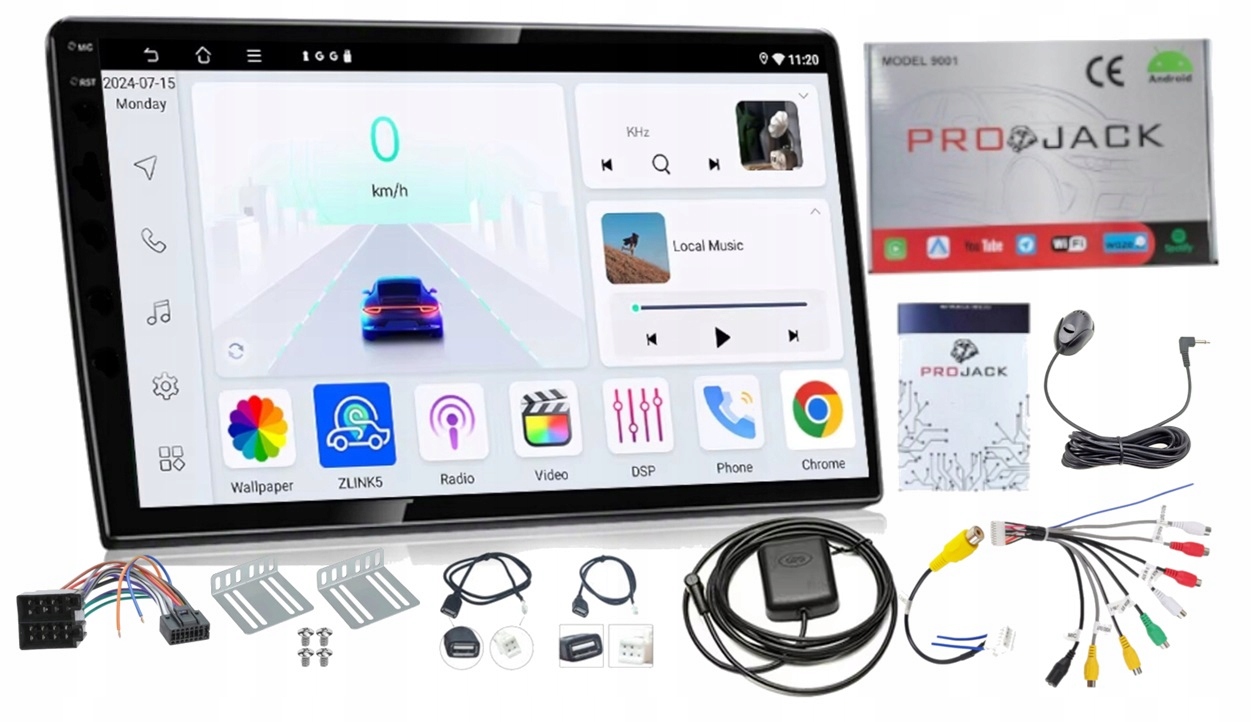 Rádio Gps 9 Palcov 2 Din Android Carplay Wifi Bt MP3 Usb 4/64GB Qled