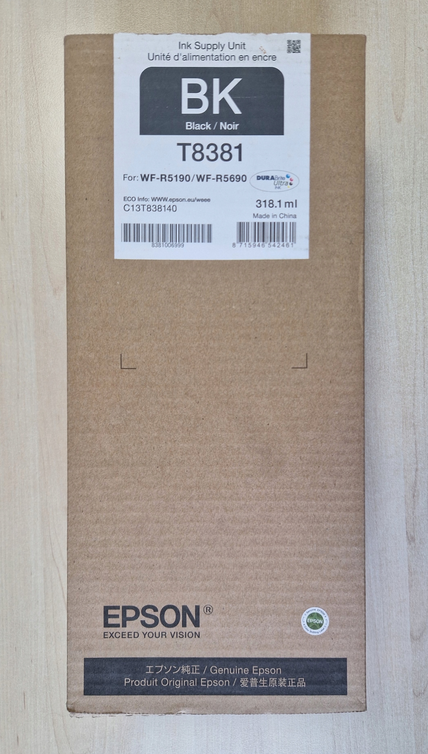 Atramentová náplň Epson T8381 Black XL Ink C13T838140 R5690 R5190 Originál