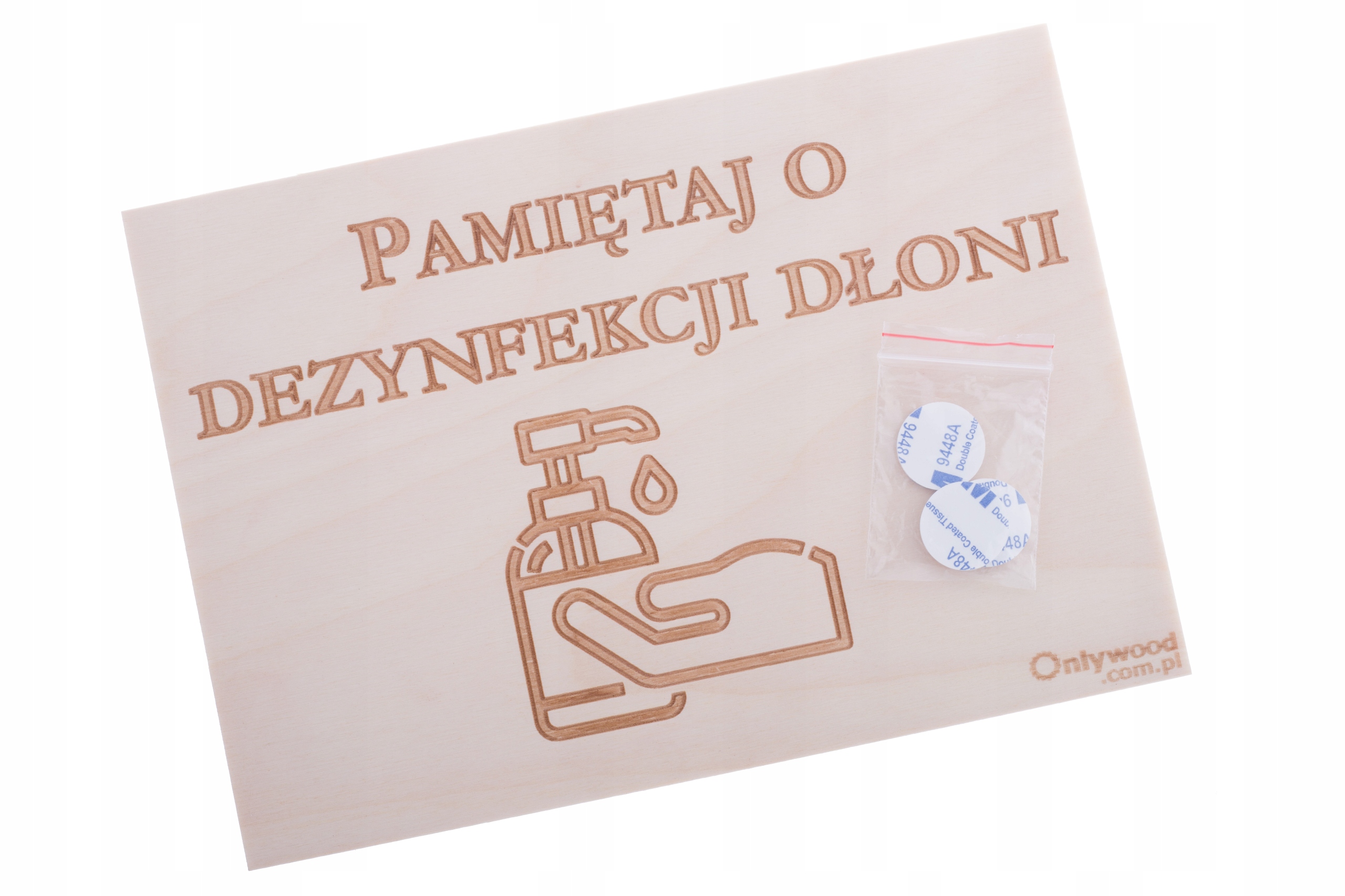 ZDEZYNFEKUJ DŁONIE - Tabliczka Drewniana - OW Marka inna