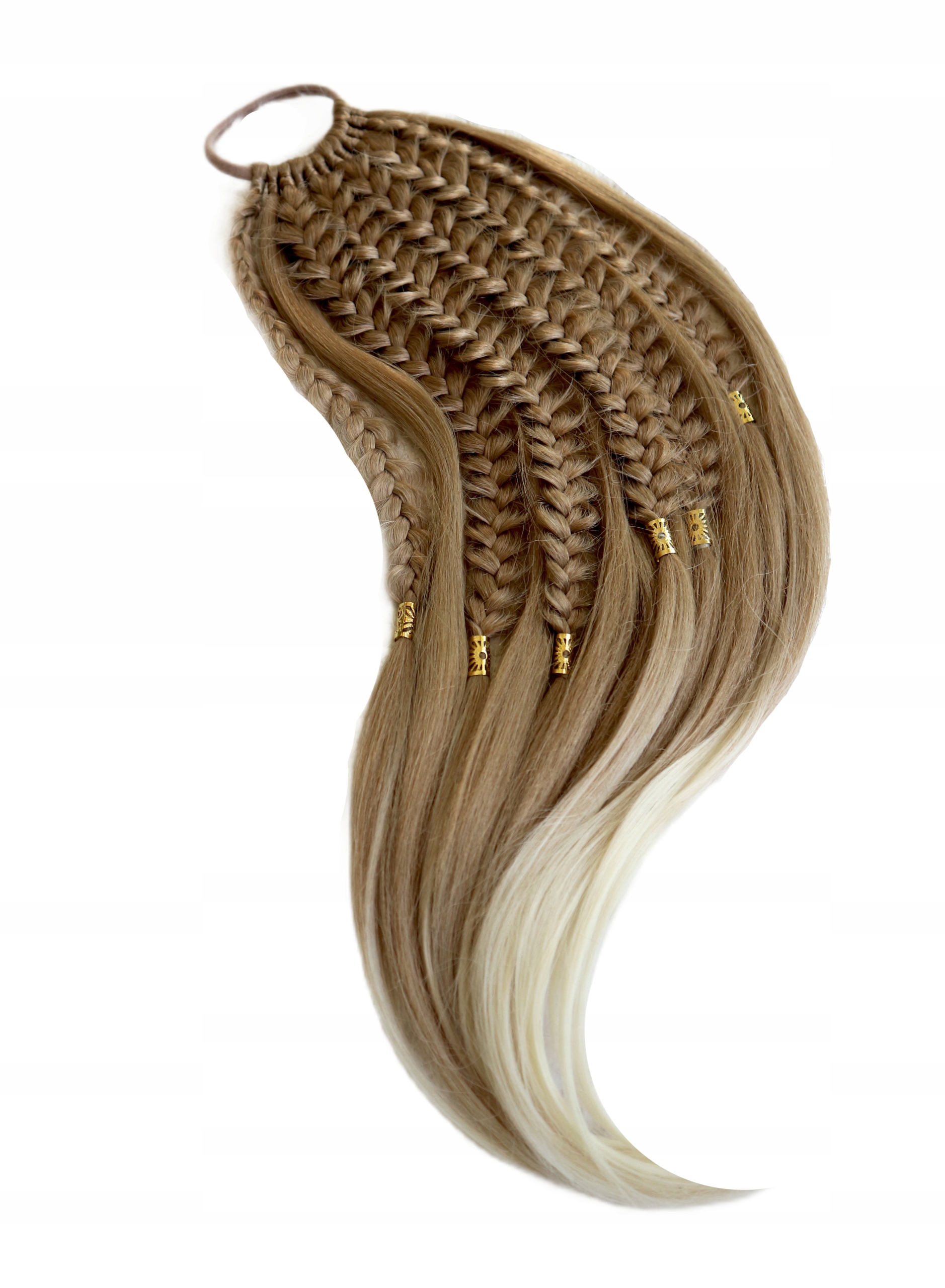 Koník na gumičce s copánky, Příčesek, blond, Zlatovláska, 70 cm