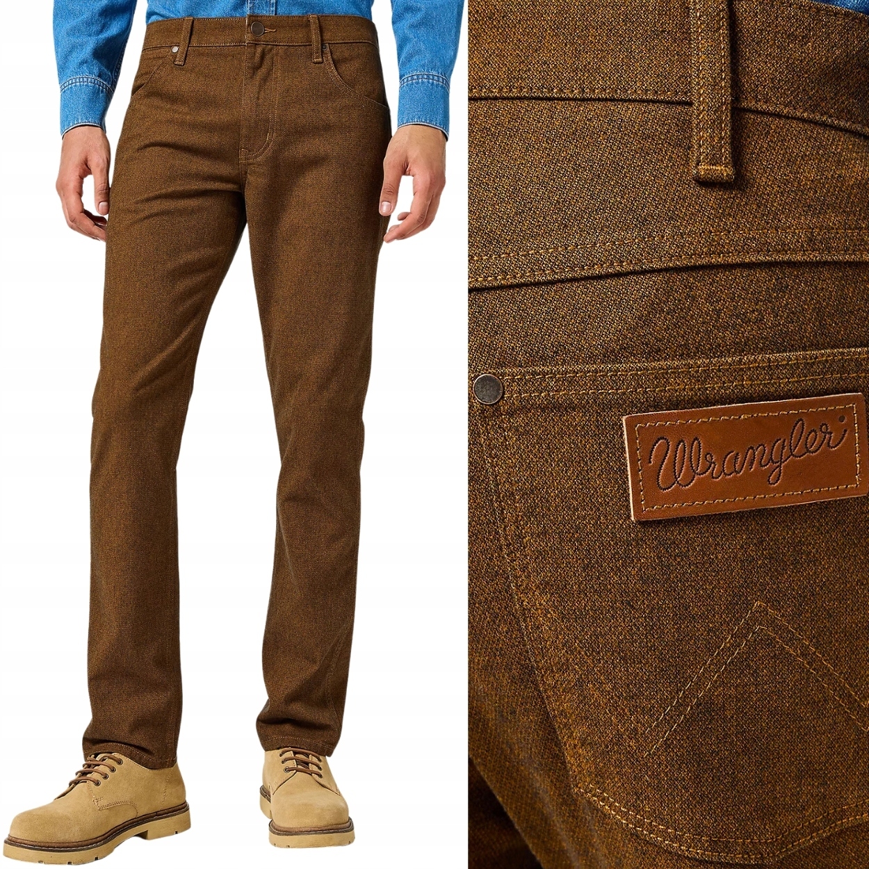 Wrangler Greensboro Monk's Robe jednoduché hnědé látkové kalhoty W33 L32