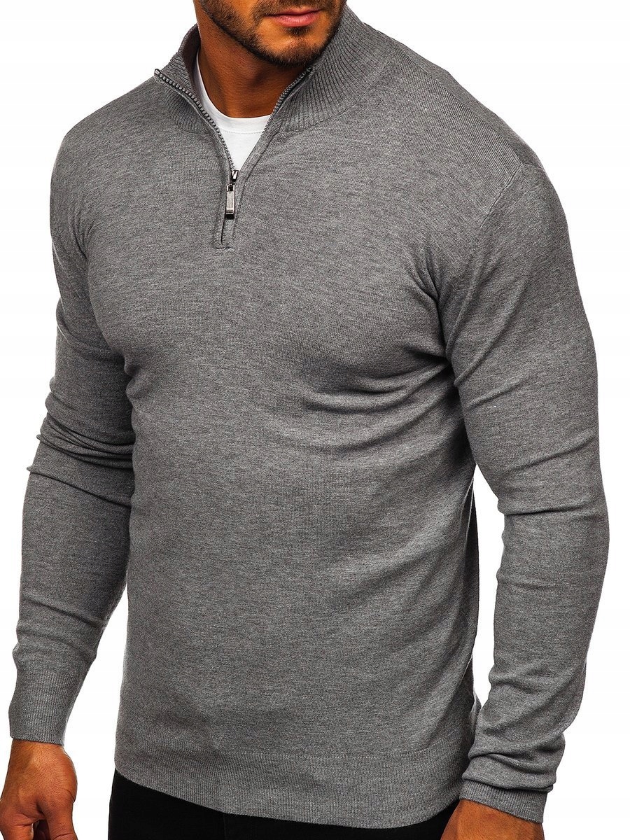 

Sweter Klasyczny Ze Stójką Szary YY08 Denley_xl