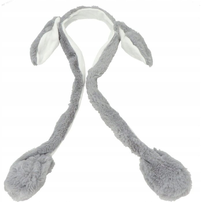 

Opaska Uszy Królika Ruchome Z Pompką Szaro Białe