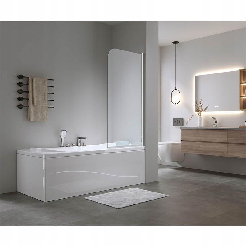 PARAWAN NAWANNOWY PR01 CHROM 70x140 CM 6 MM Szerokość produktu 70 cm