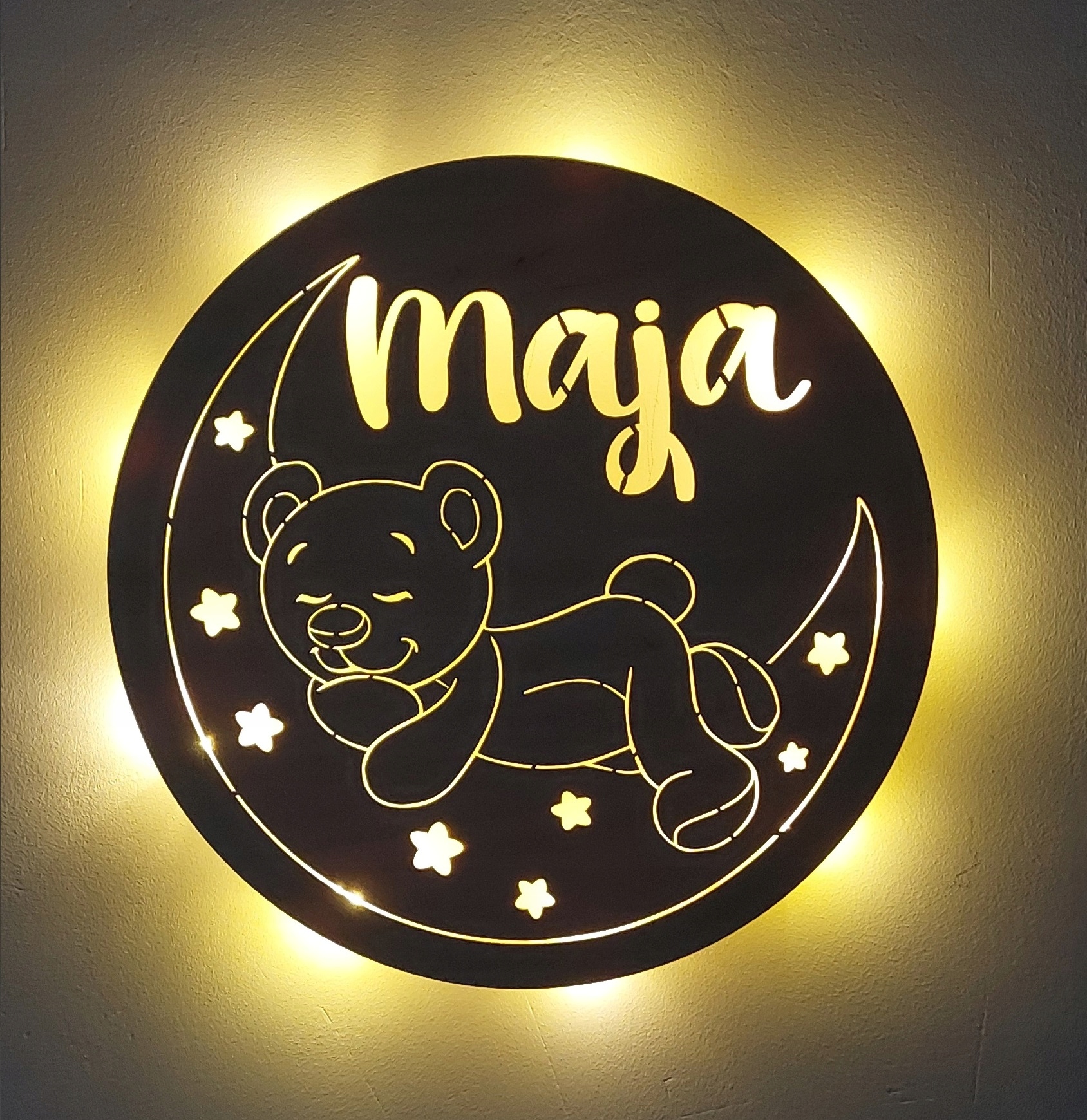 LAMPKA nocna LED Z IMIENIEM NA BATERIE 30cm DLA DZIECI DZIECKA PREZENT Kolor dominujący beże i brązy