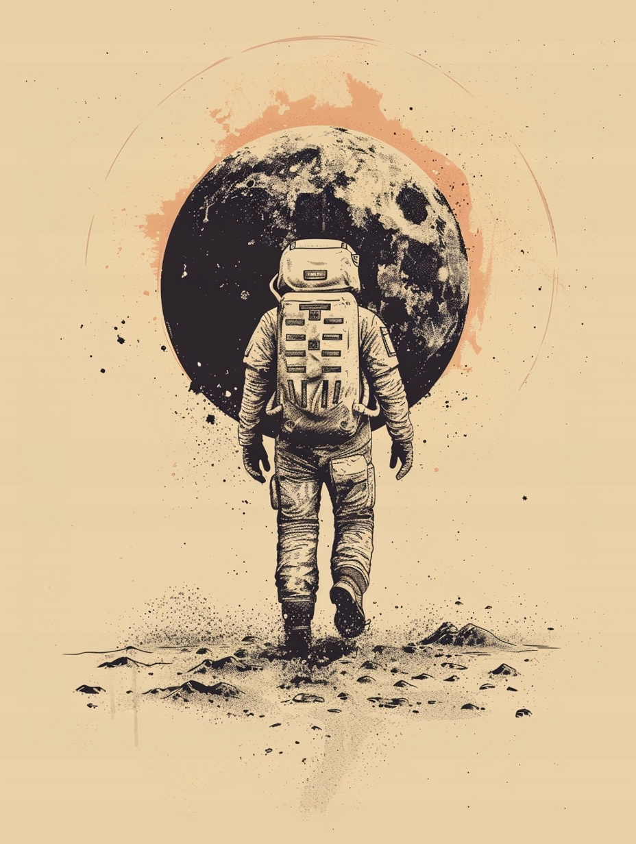Obraz Na Plátně Canvas Astronauta Měsíc Vesmír Vintage Retro 75x100