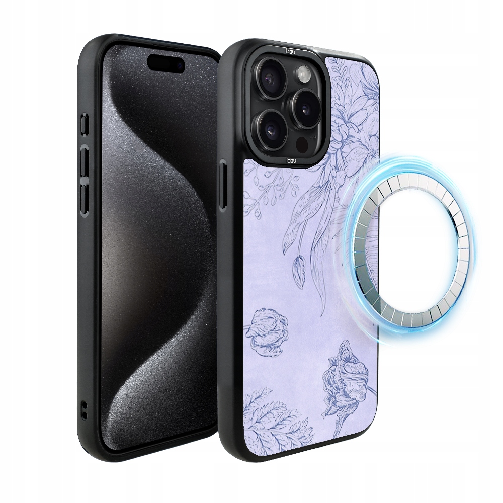Pouzdro pro iPhone 15 Pro Ibizu DropGuard Matt s MagSafe, Květinový reliéf