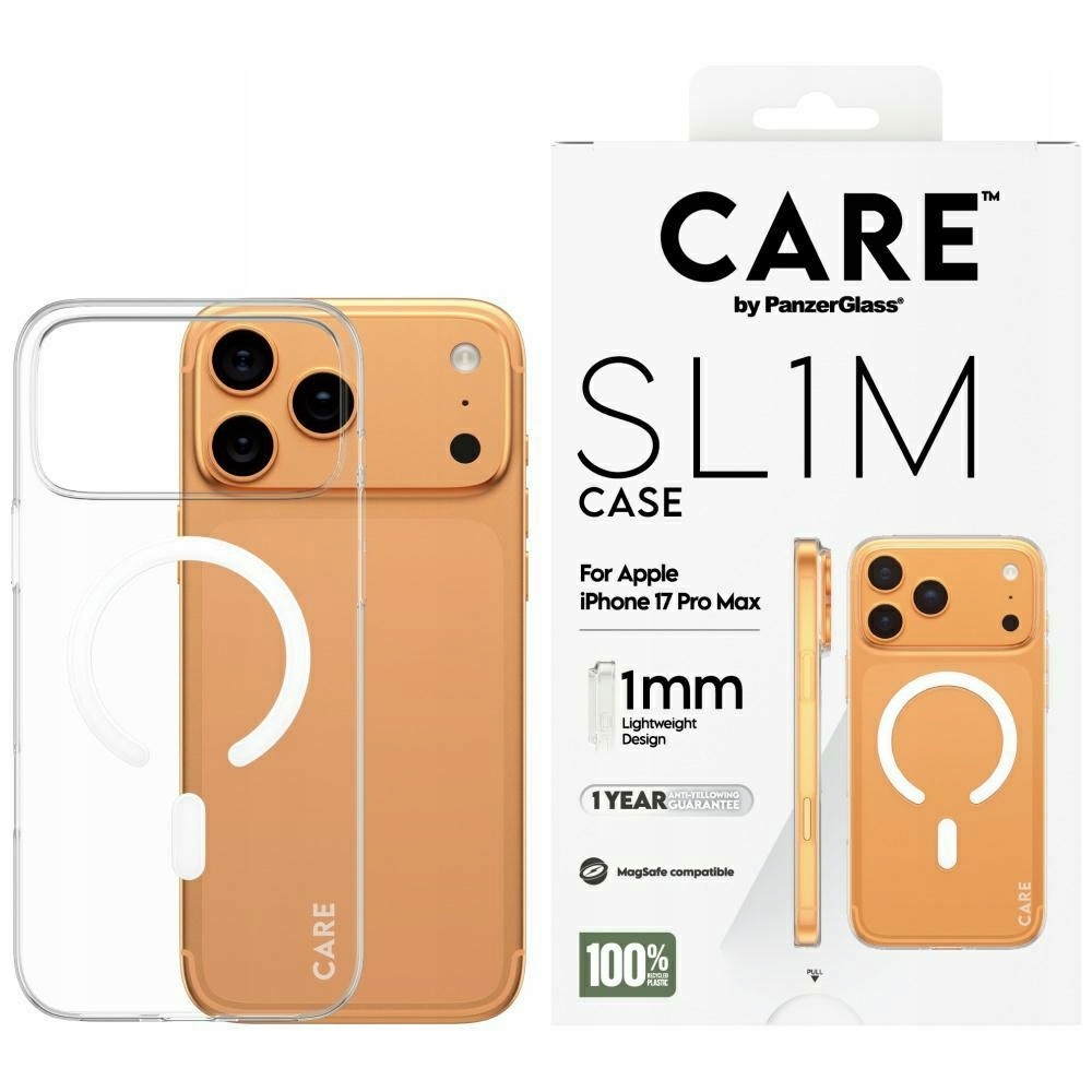 Pouzdro Care by PanzerGlass SL1M MagSafe pro iPhone 17 Pro Max průhledný