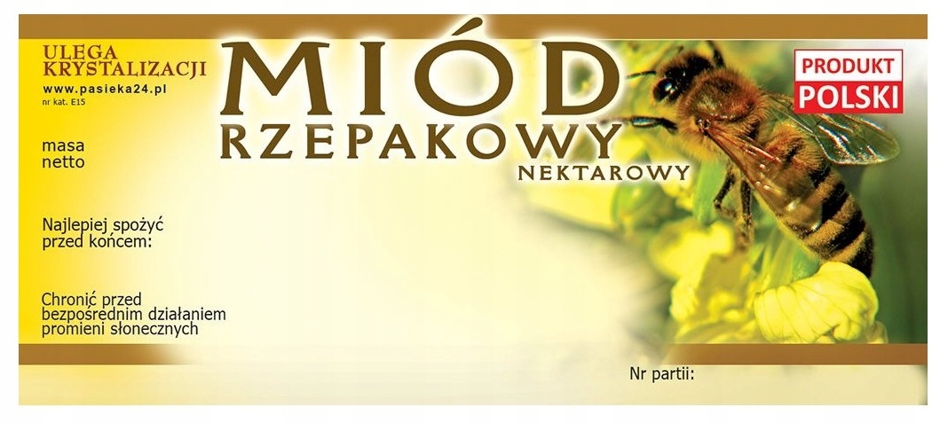 

Etykieta naklejka na miód 116x50mm Rzepakowy