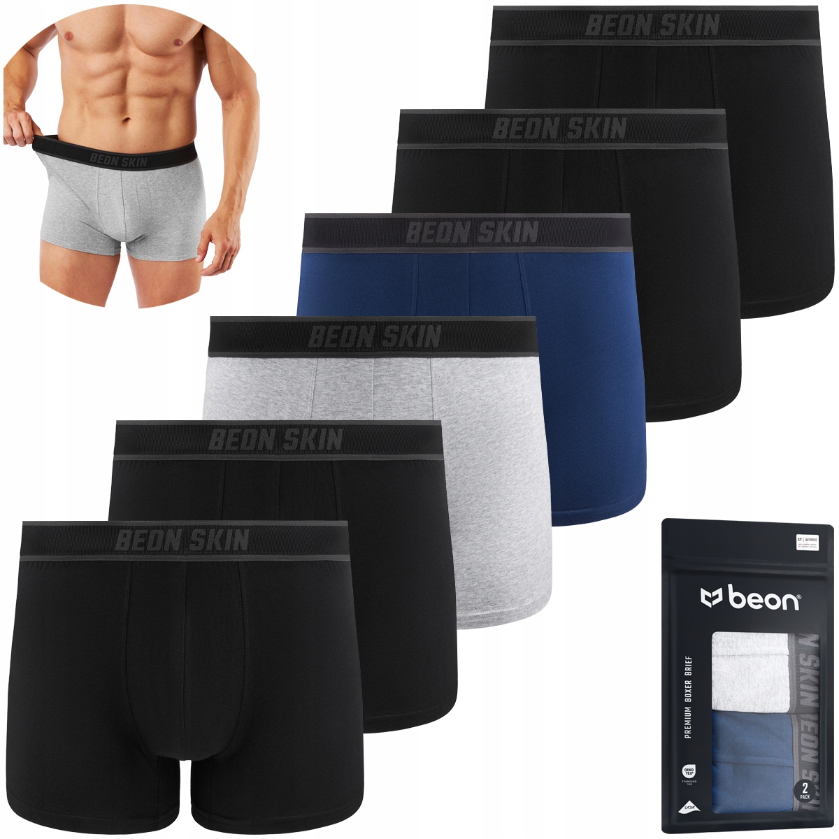 Bokserki Męskie Bawełniane Premium Bawełna Czesana Wielopak Zestaw 6x S