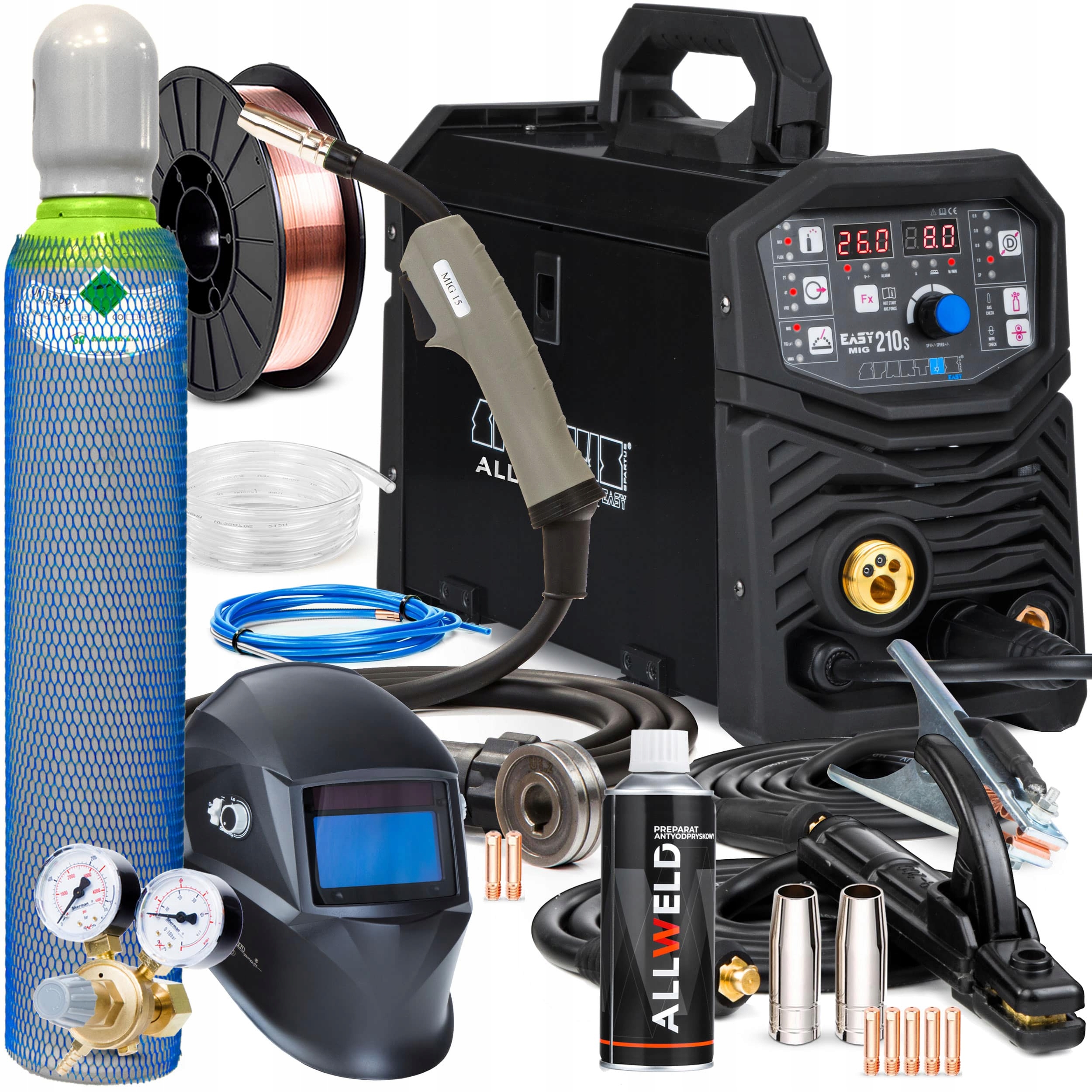 SPAWARKA MIGOMAT SPARTUS MIG 210S MMA TIG ALU SYN IGBT 3W1 200A 230V 3W1