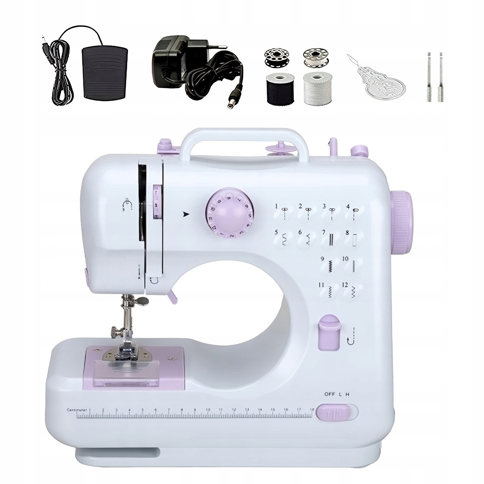 Maszyna Do Szycia Mini Przenośna 12 Ściegów Akcesoria Gratisy Biała