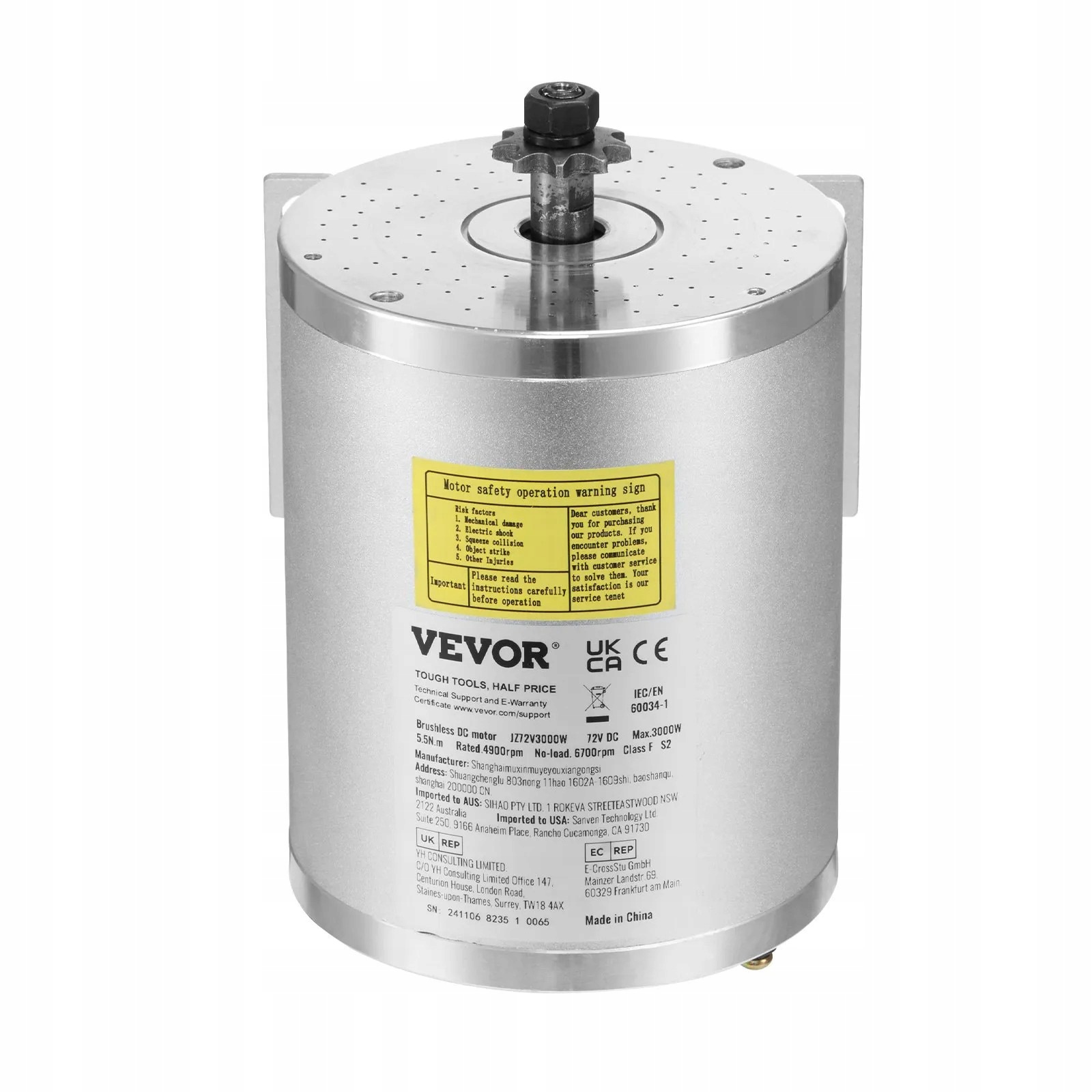 Bezkartáčový motor 3 kW 72 V 4900 ot/min, výkonný regulátor převodovky T8F