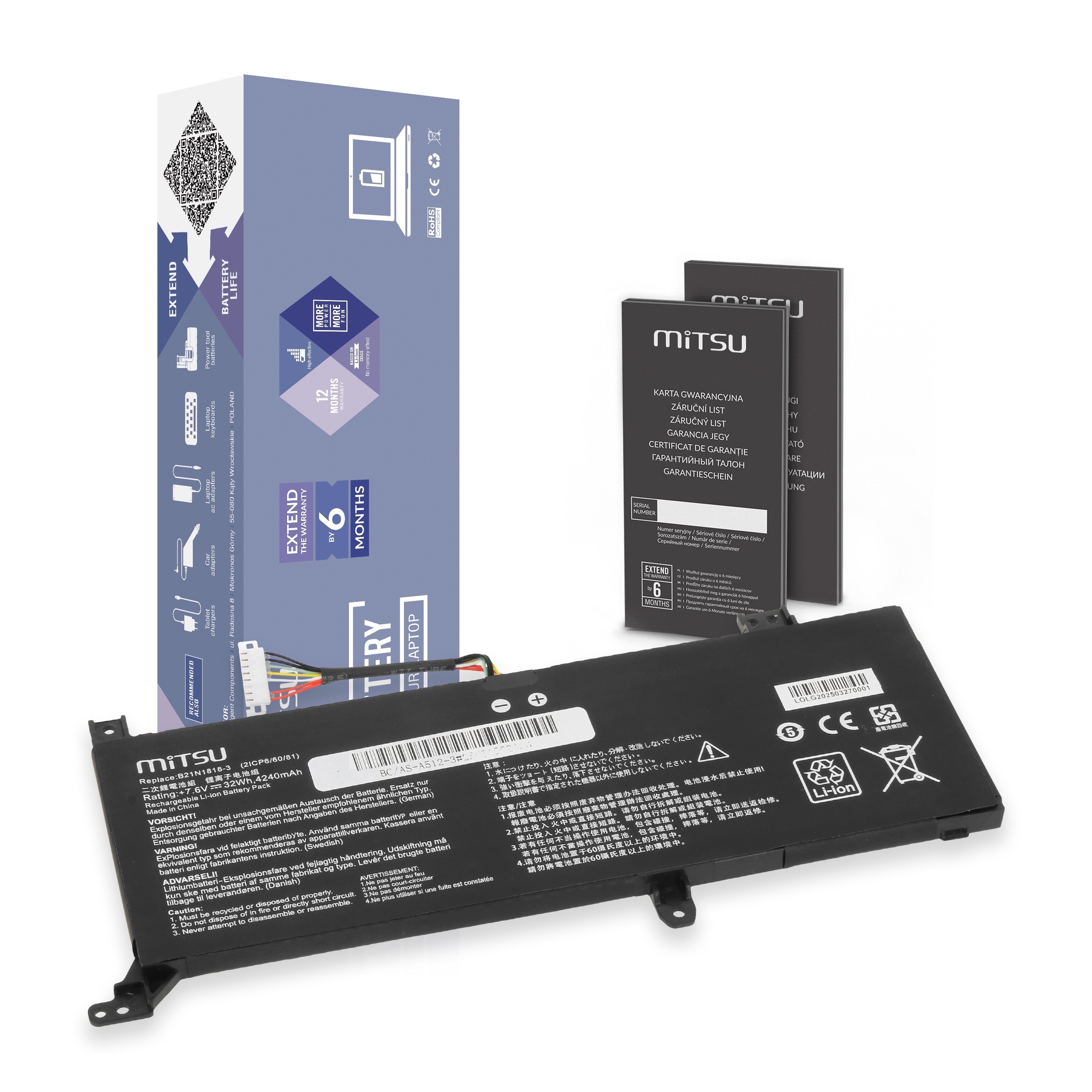 Bateria do Asus C21N1818 B21N1818-3 A416J F412D F412F D515D X509JA X515D