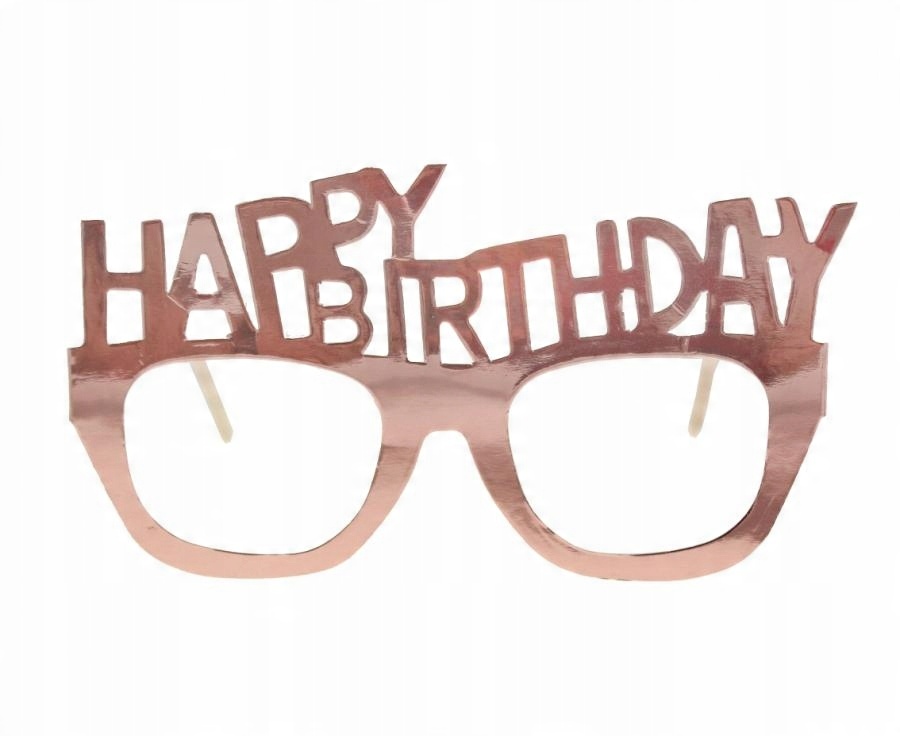 

Okulary papierowe Happy Birthday różowo-złote 4szt