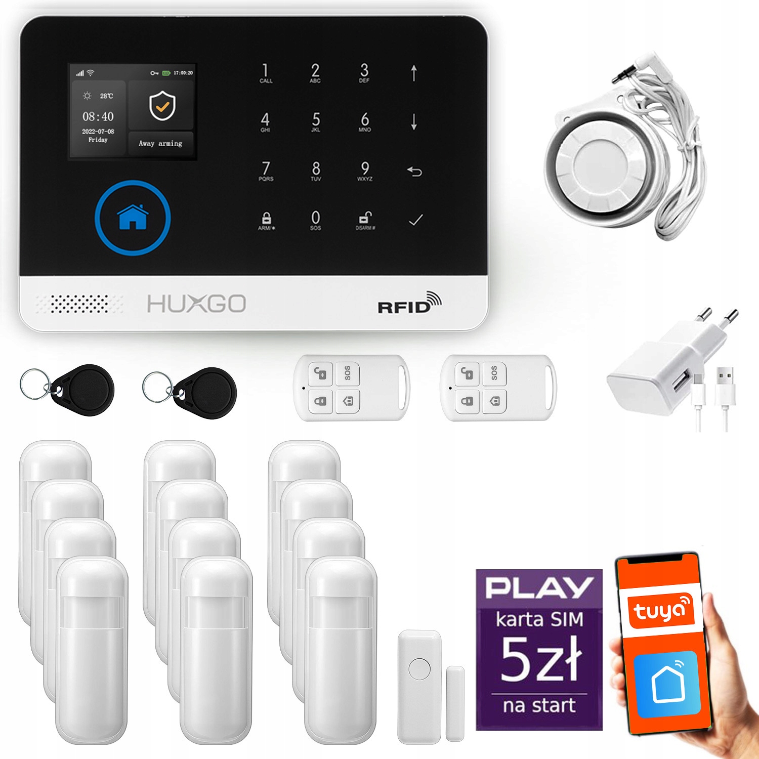 Bezdrôtový alarm Gsm WiFi, Sms, Tuya, alarmová sada Huxgo HXA003