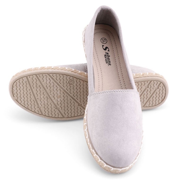 SZARE ESPADRYLE DAMSKIE WSUWANE TENISÓWKI PŁASKIE PÓŁBUTY TRAMPKI
