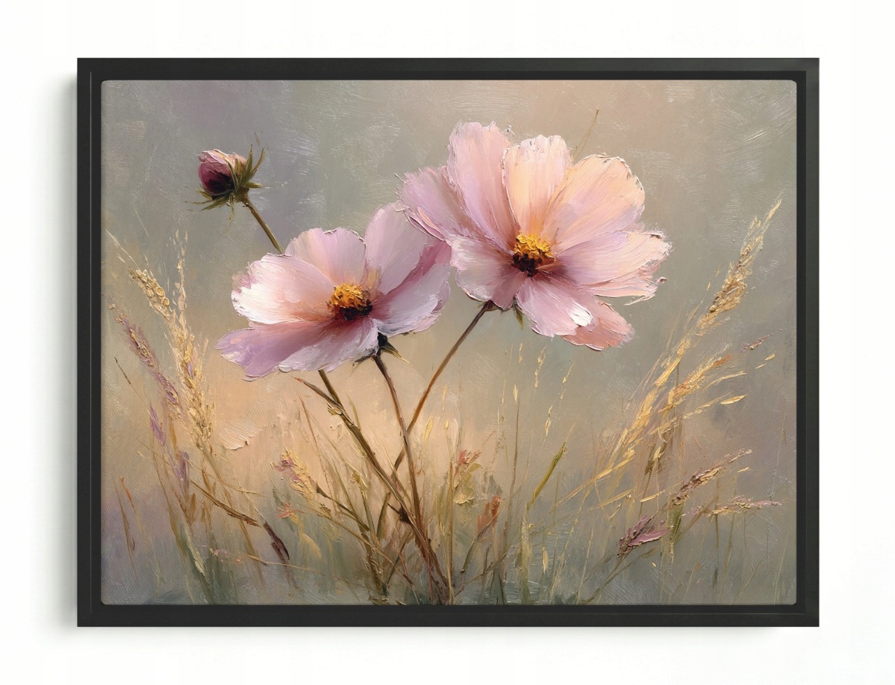 Obraz Rám American Box Olej Natura Léto Zahrada Růžové Květy Vesmír 80x60