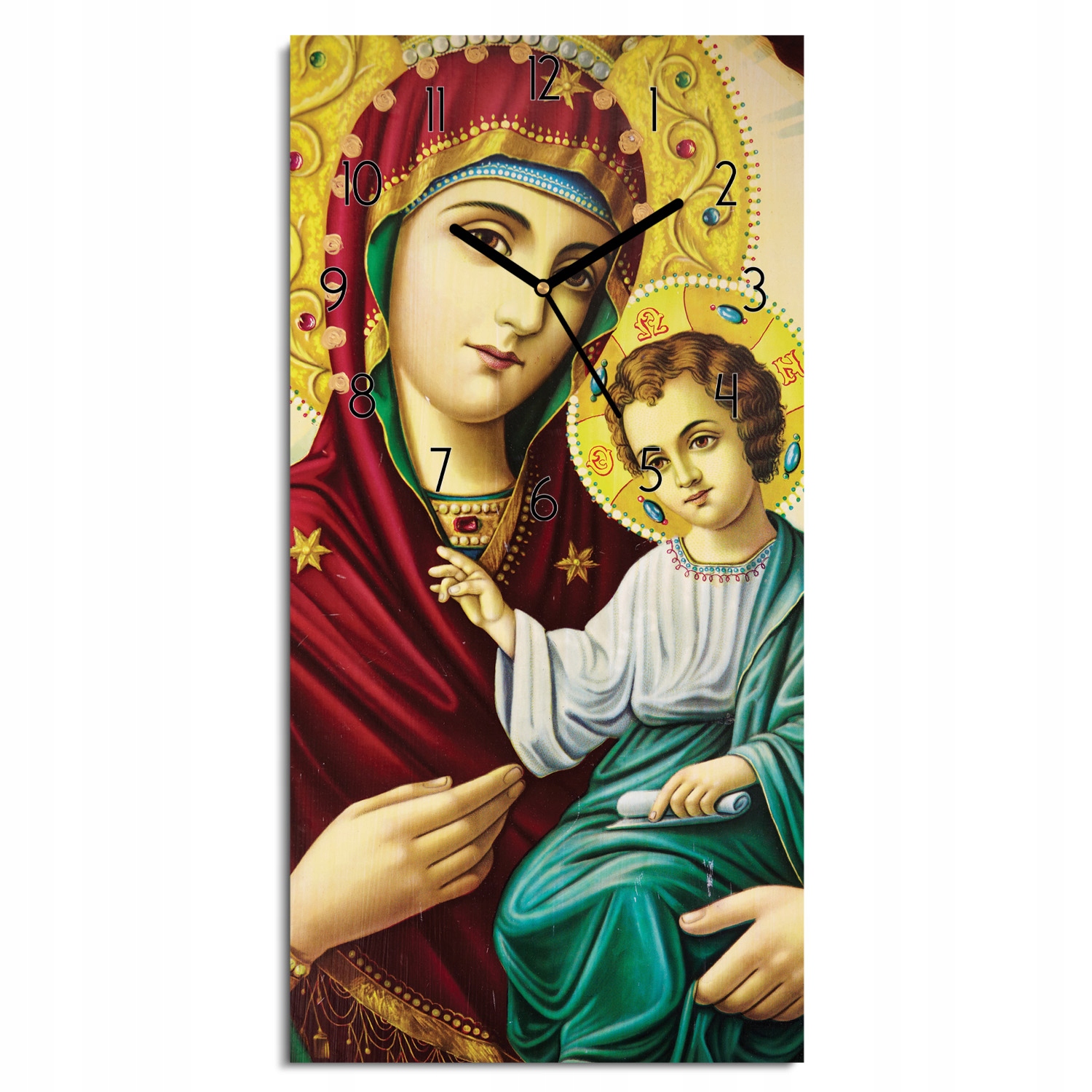 Maria s Ježíškem, skleněné hodiny jako dárek 30x60