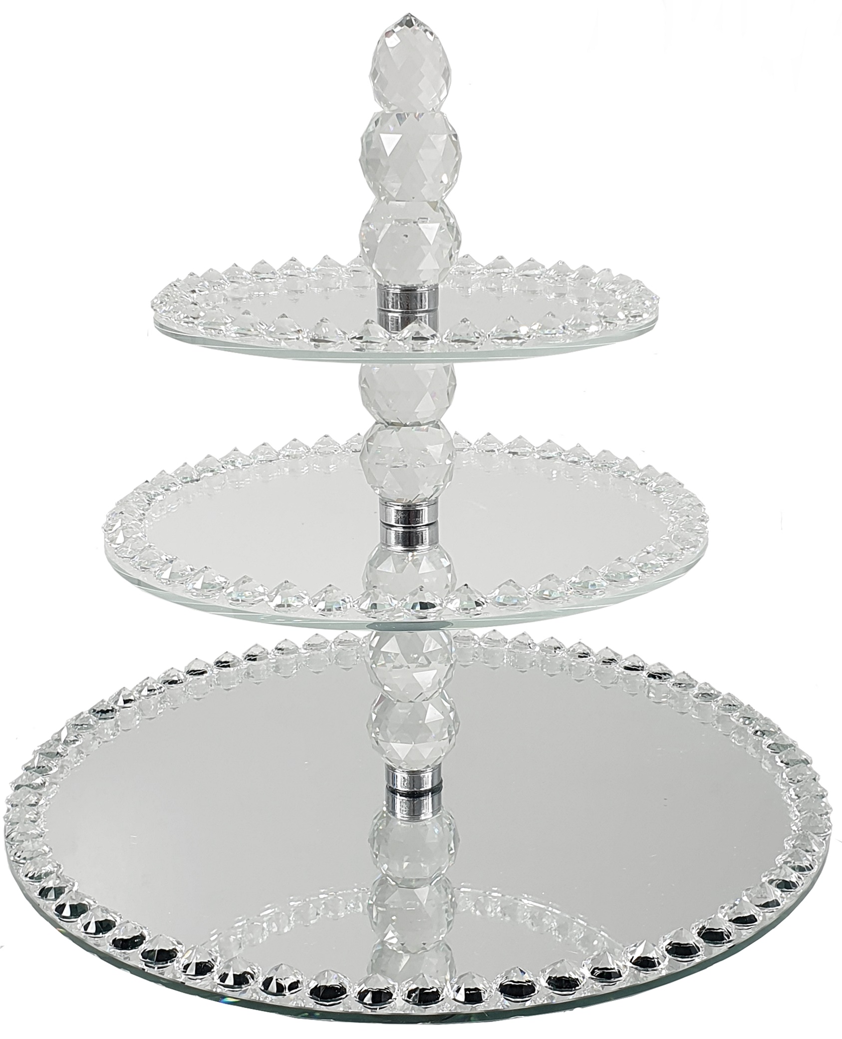 PATERA OBROTOWA Z KRYSZTAŁAMI GLAMOUR LUSTRZANA