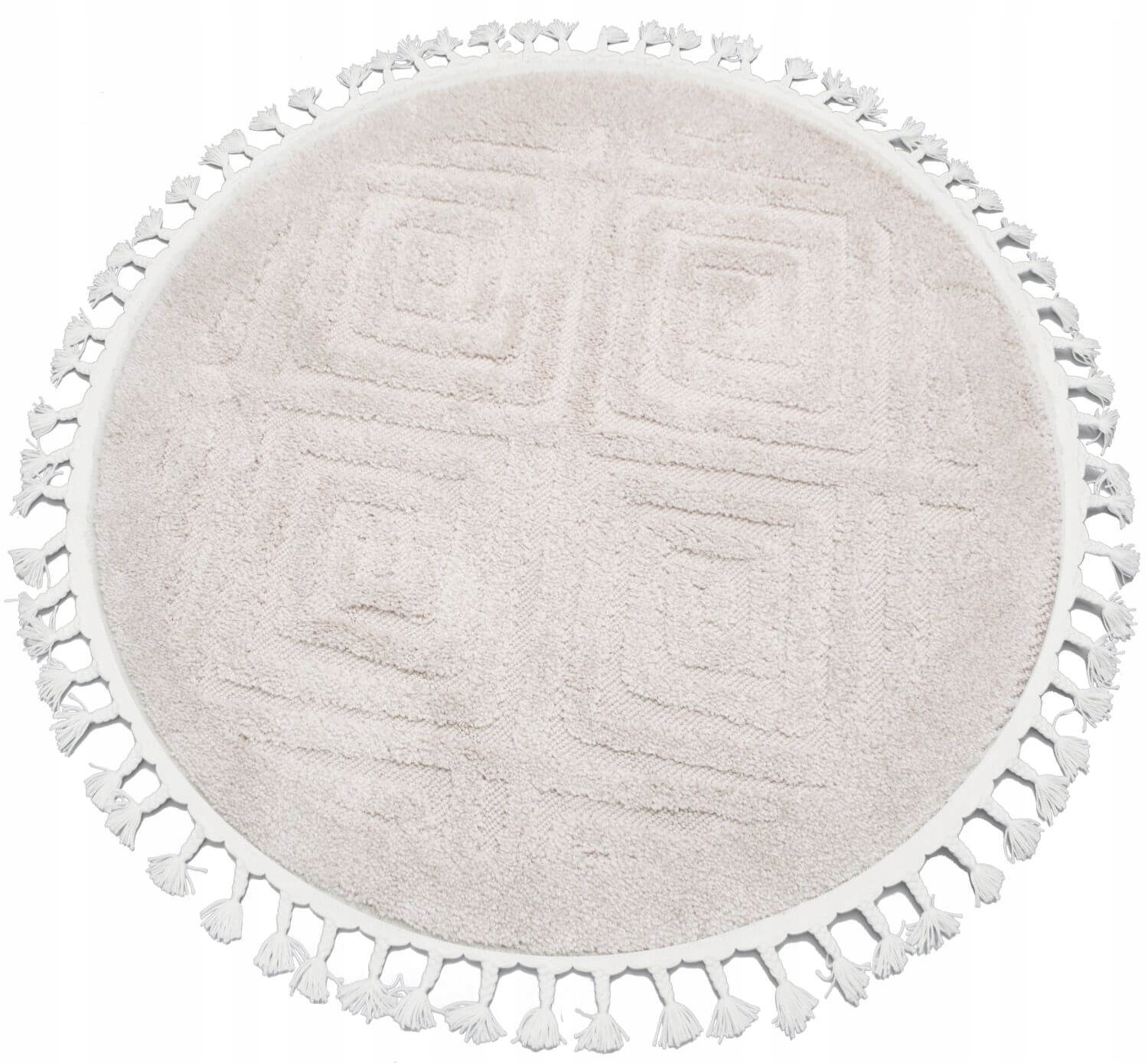 Okrúhly Koberec Shaggy Boho Do Obývačky Mäkký S Strapce 120X120 CM