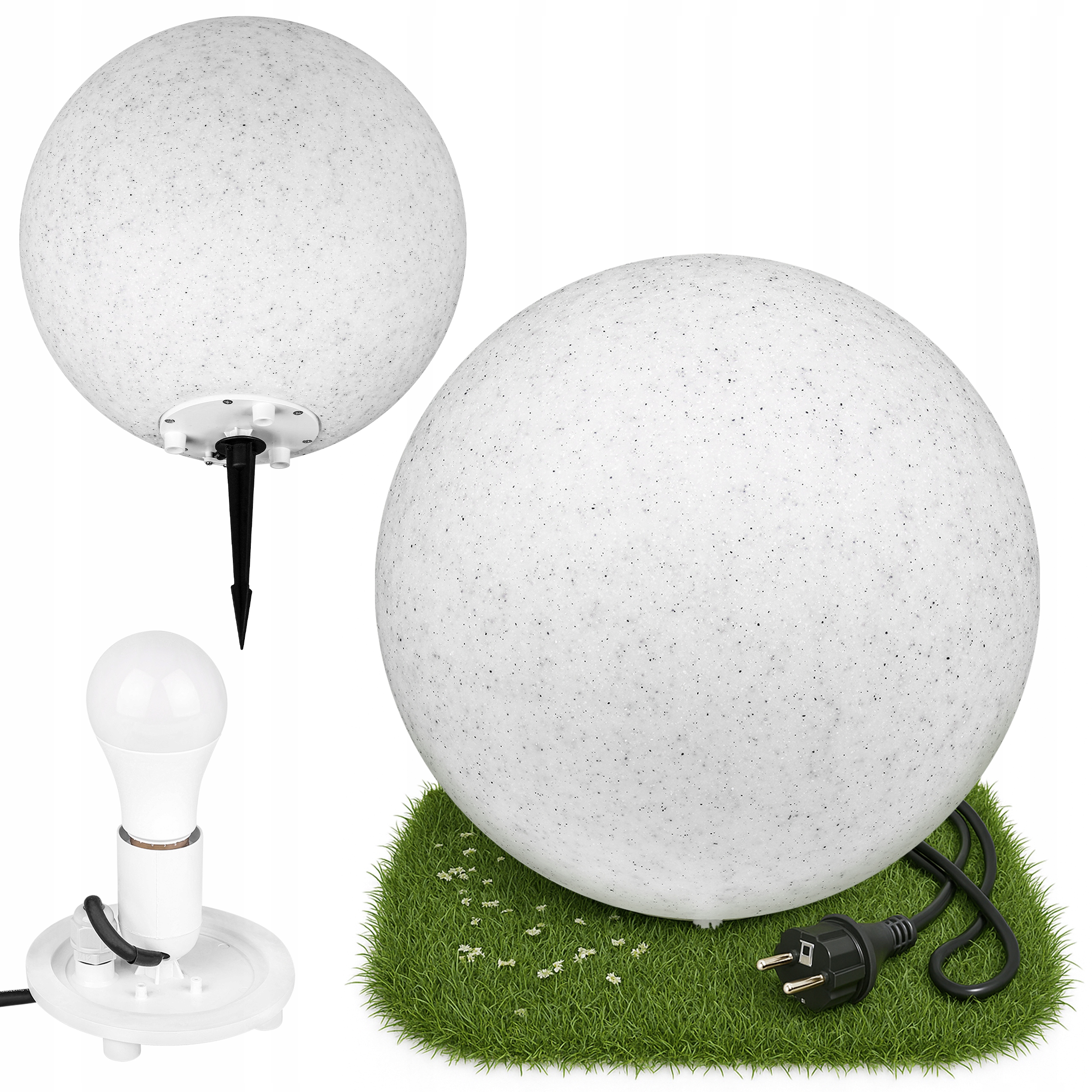 Lampa Led Wbijana Kula Ogrodowa 40CM Kamienna Naziemna E27