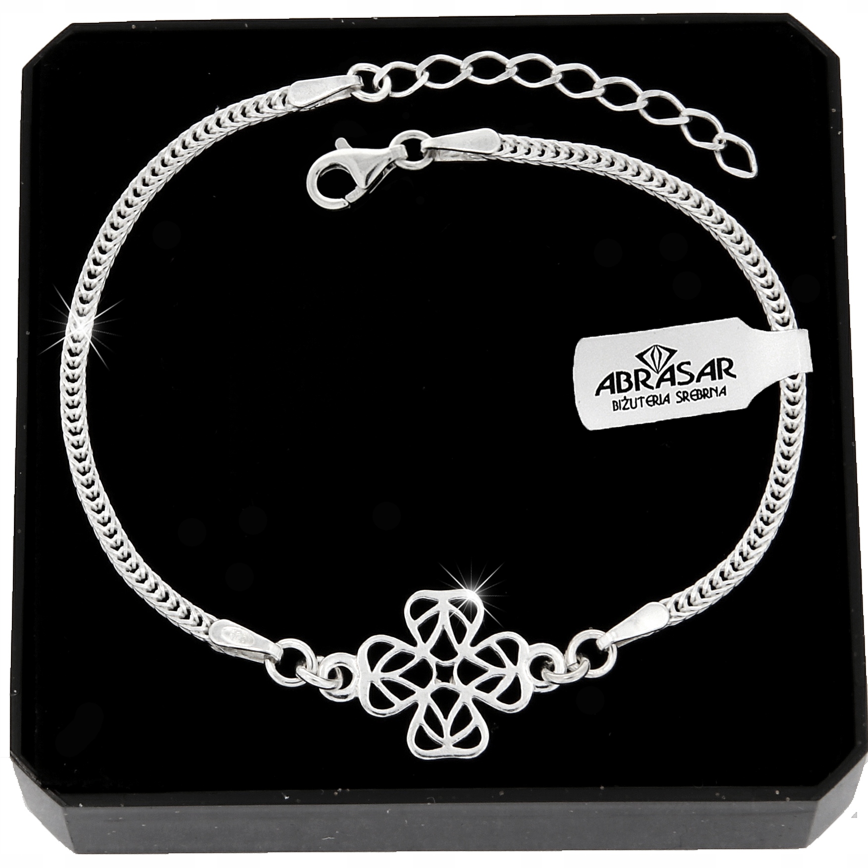 

Srebrna Bransoletka Koniczynka Ażur Srebro 925