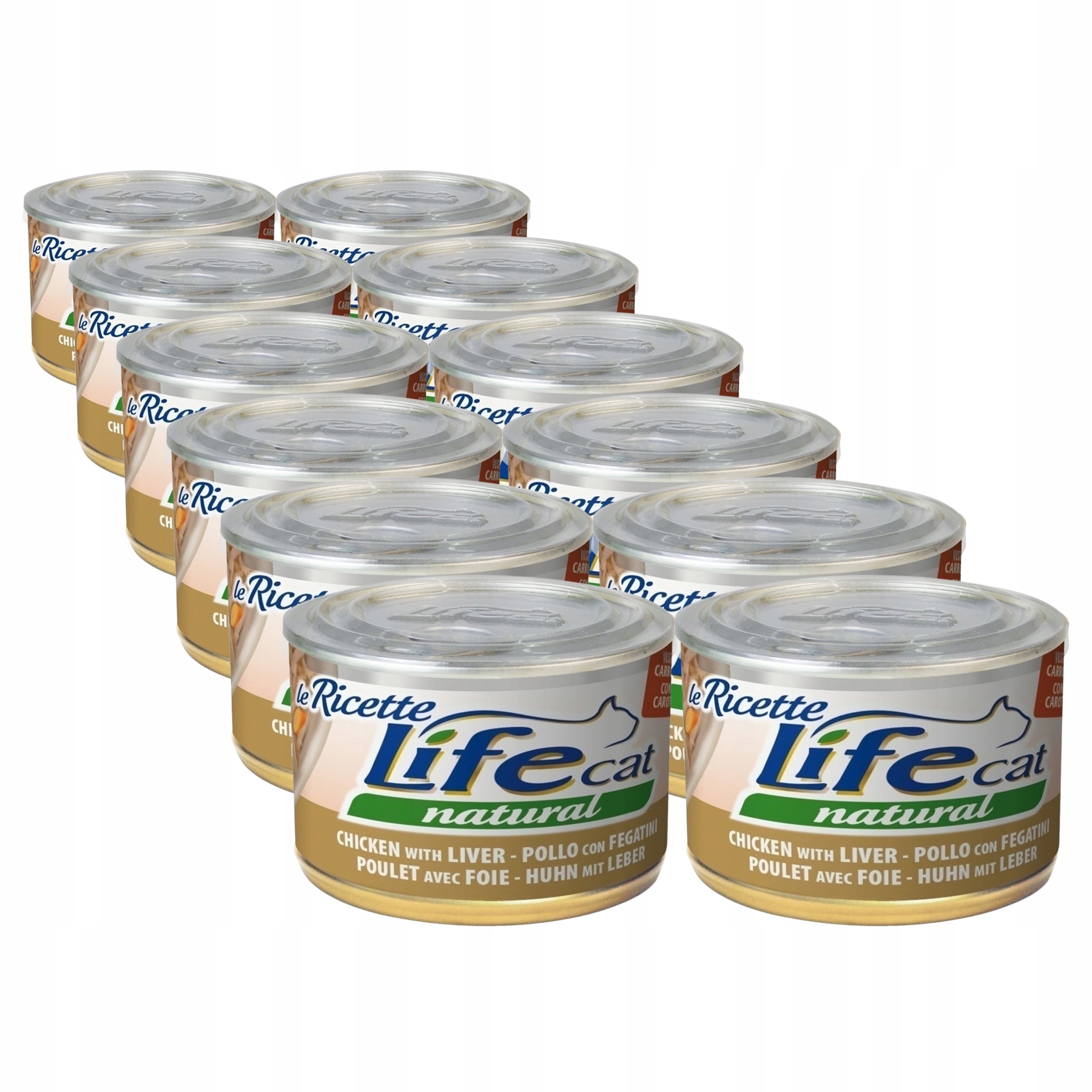 Levně Life Cat Le Ricette pro kočky konzerva 12 x 150 g Kuře játra Mrkev