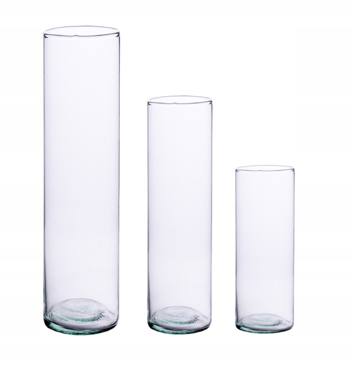 

Zestaw szklanych Cylindrów 40x8,6, 30x7, 20x6cm