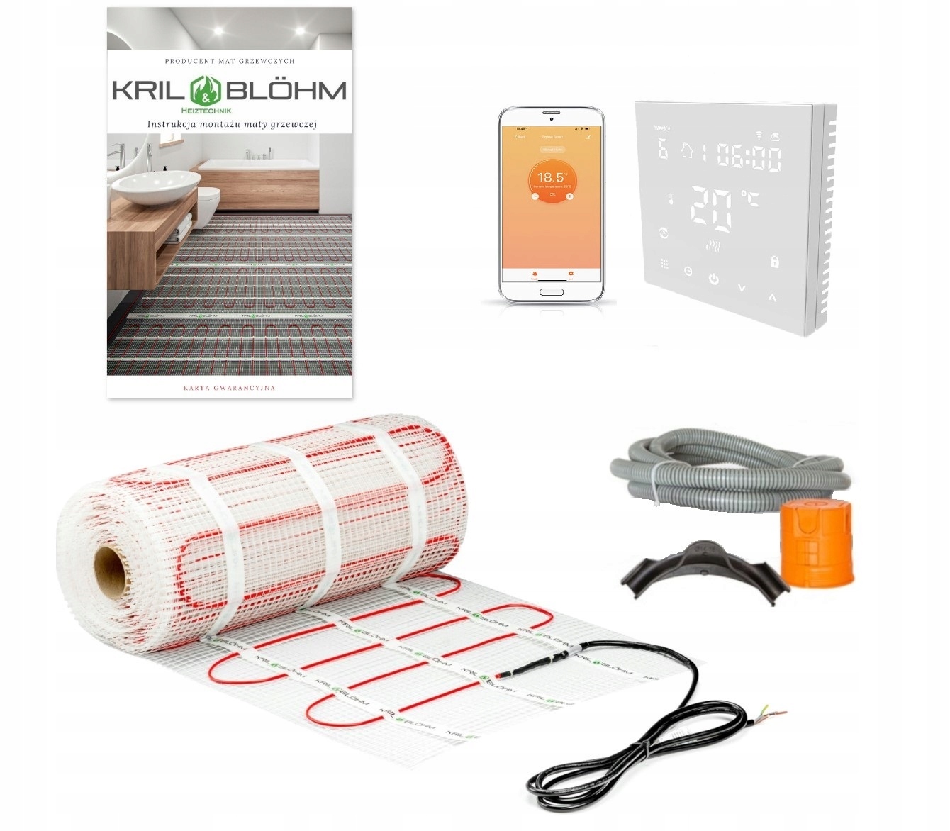 Mata Grzewcza Grzejna Zestaw 150W/M2 8M2/H 607 Wifi Biały