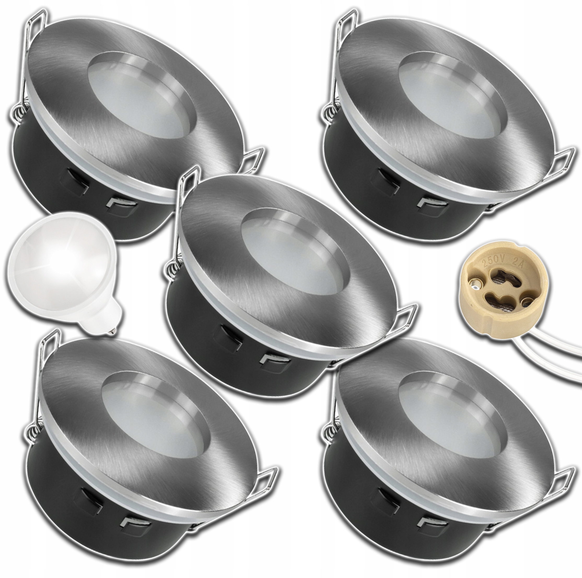 5xHERMETICKÉ Halogenové Svítidlo GU10 Na Podbití+led Žárovka 1,5W Neutrální