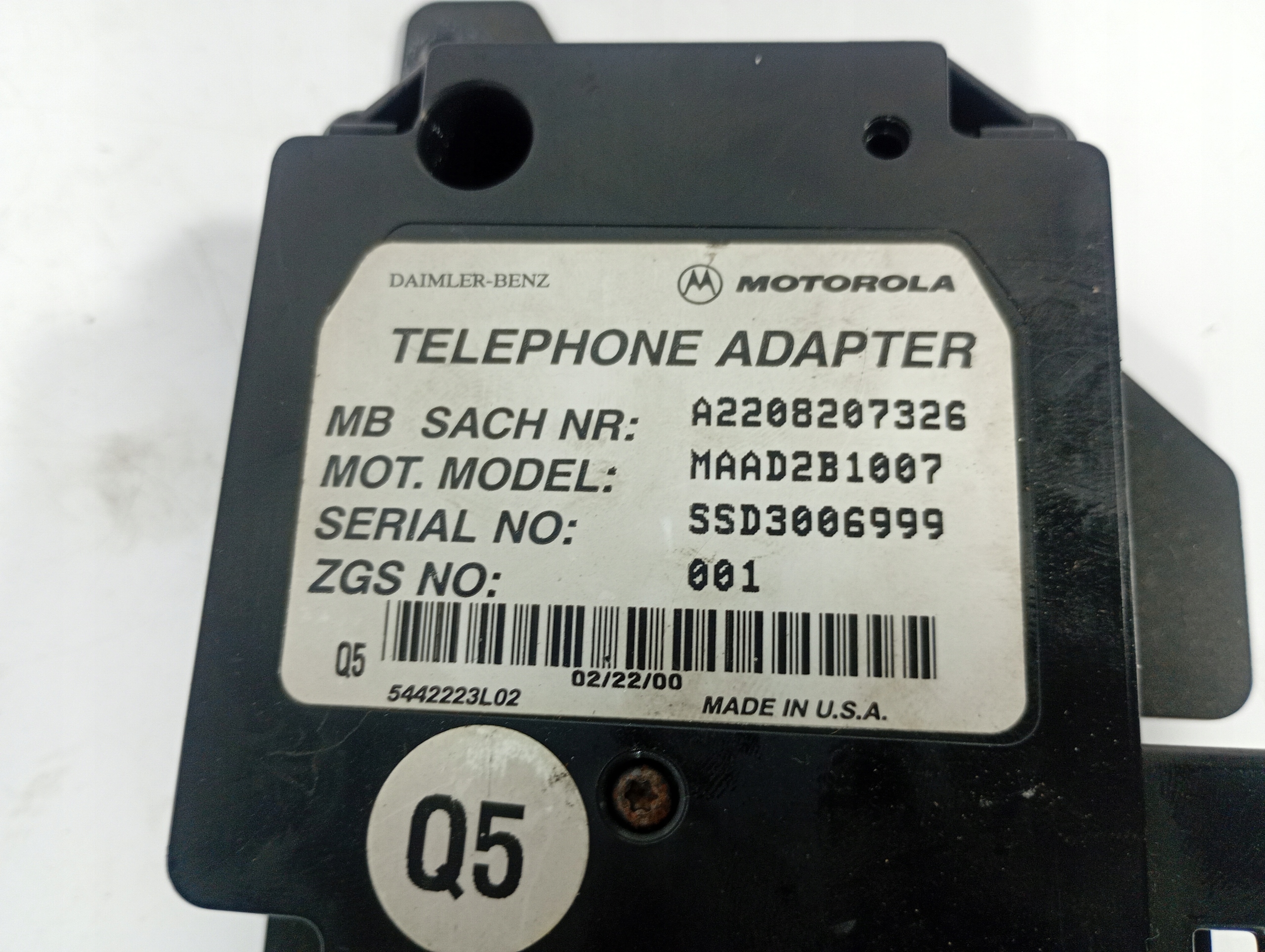 EKLASA W208 97-02 control unit module TELEFONU OE A2208207326