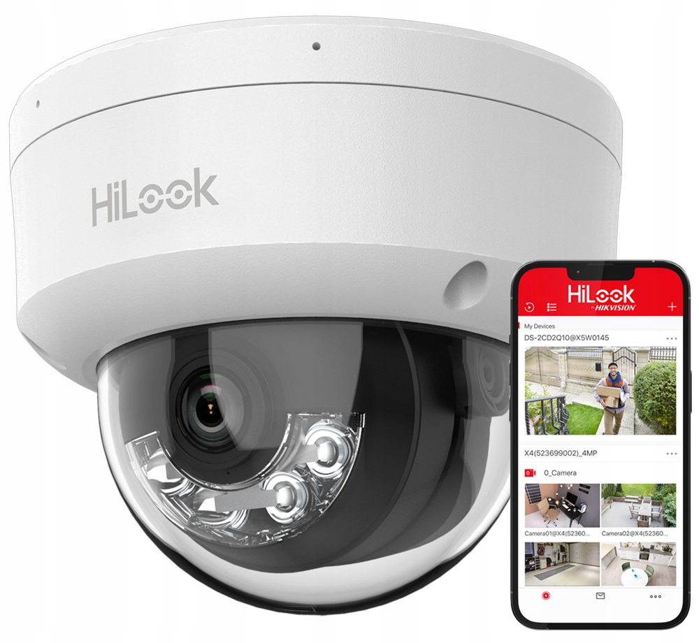 4MPx Ip kamera HiLook IPC-D140HA-LUC Smart Hybrid Light PoE IK08 IP67