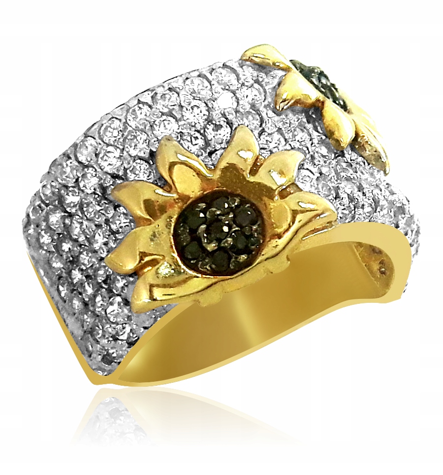 Nádherný Prstýnek Se Slunečnicemi, Zlato Pr. 585