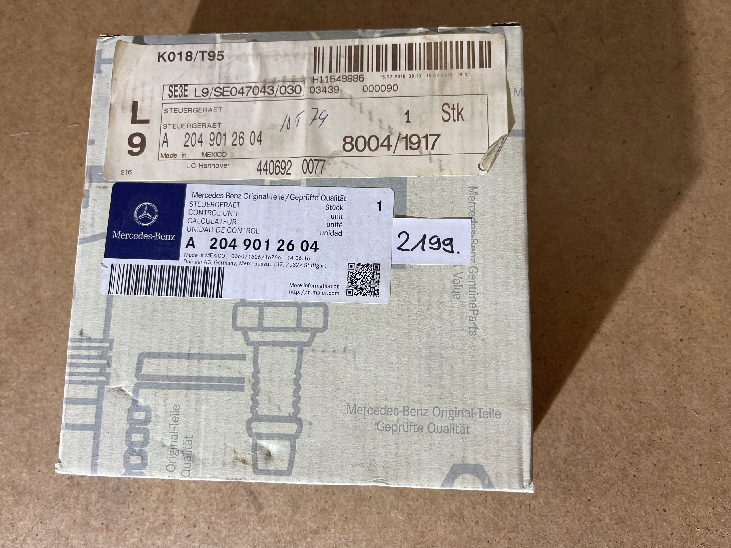 Moduł sensor AIRBAG MERCEDES W204 A2049012604 OE Jakość części (zgodnie z GVO) O - oryginał z logo producenta pojazdu (OE)