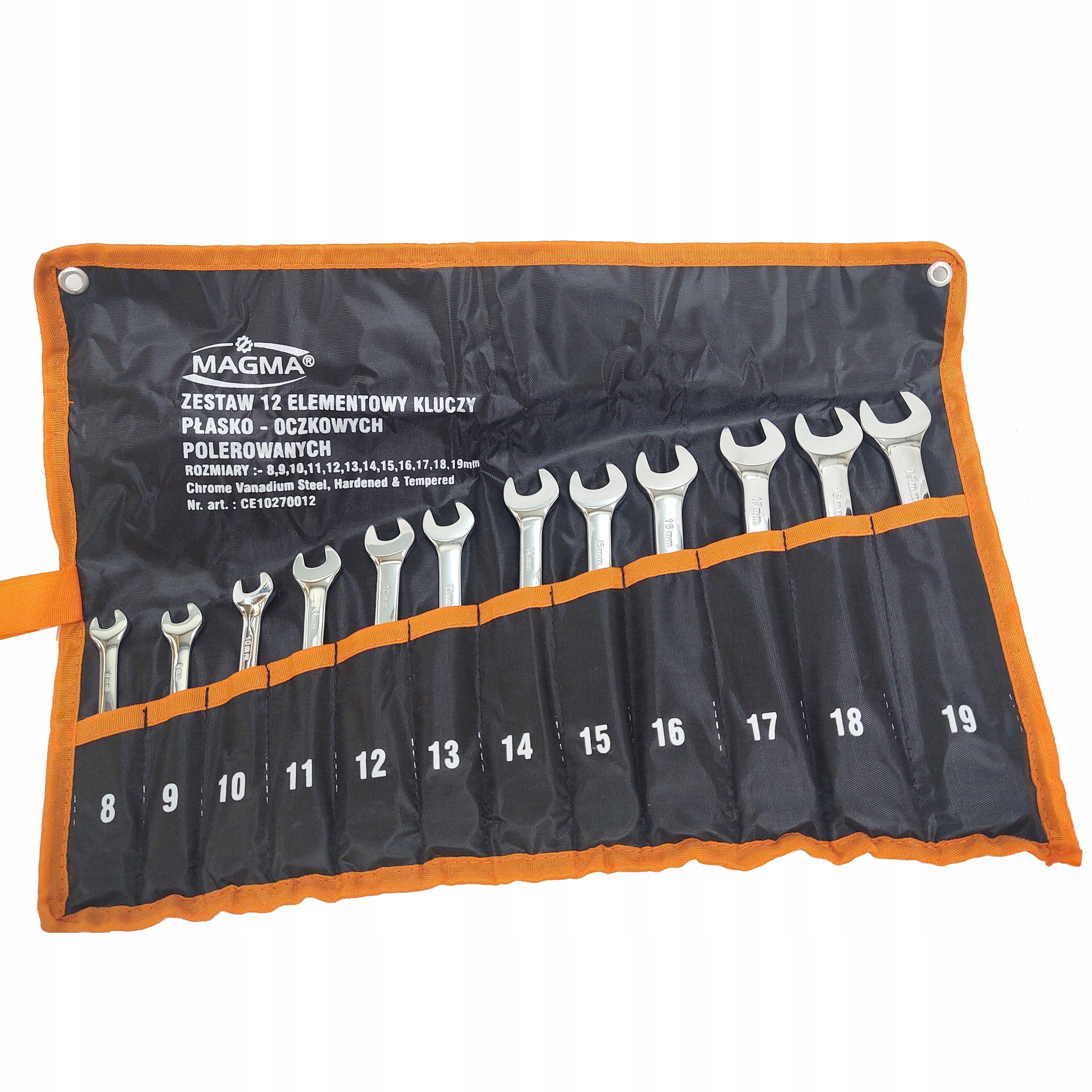 Ráčnové Očkoploché klíče 12 ks klíčů 8-19 mm leštěné plachta