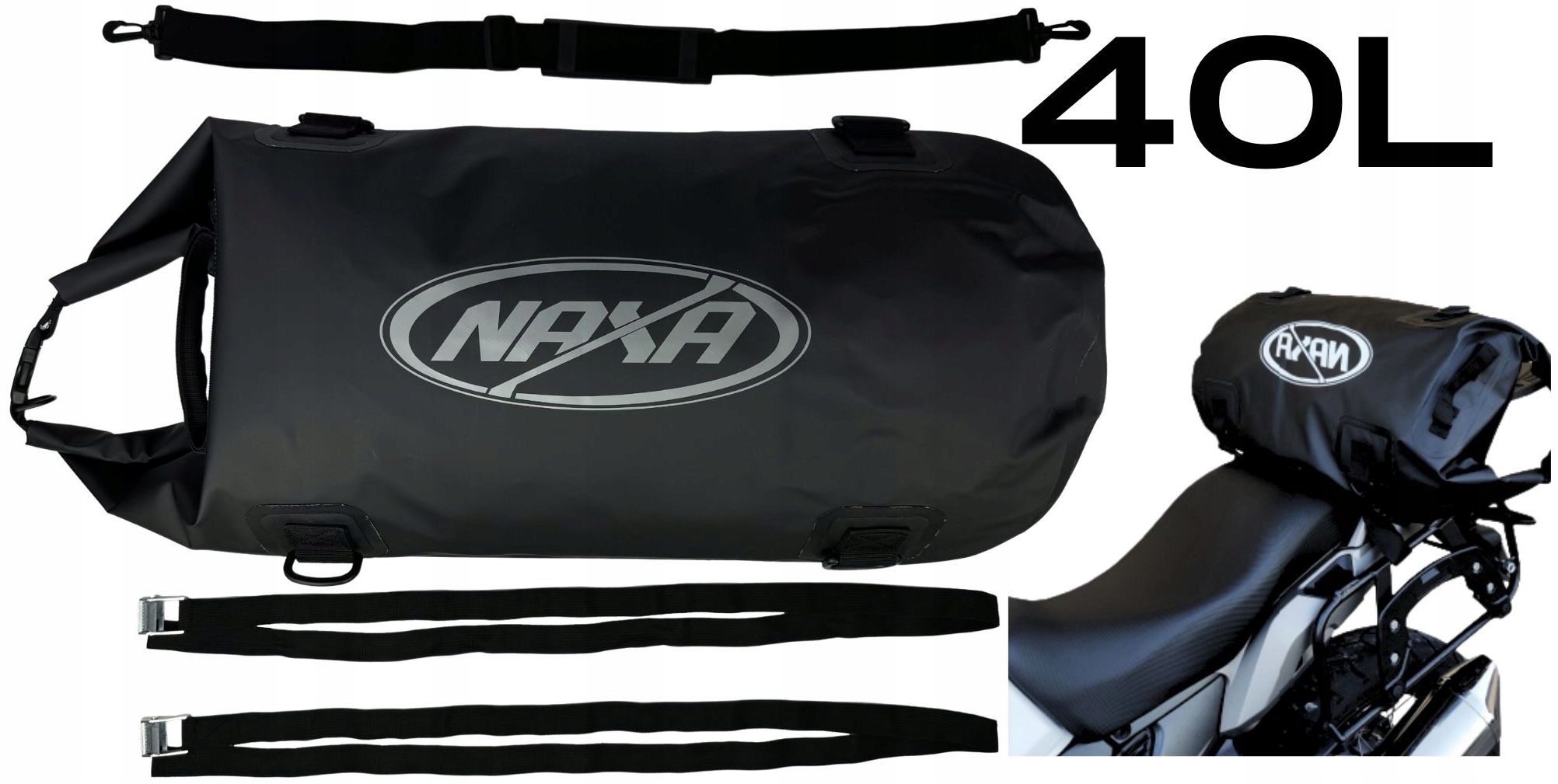 Brašna Na Motorku Naxa TW1 Váleček Na Zadní Část Motocyklu Roll BAG|40 Litrů