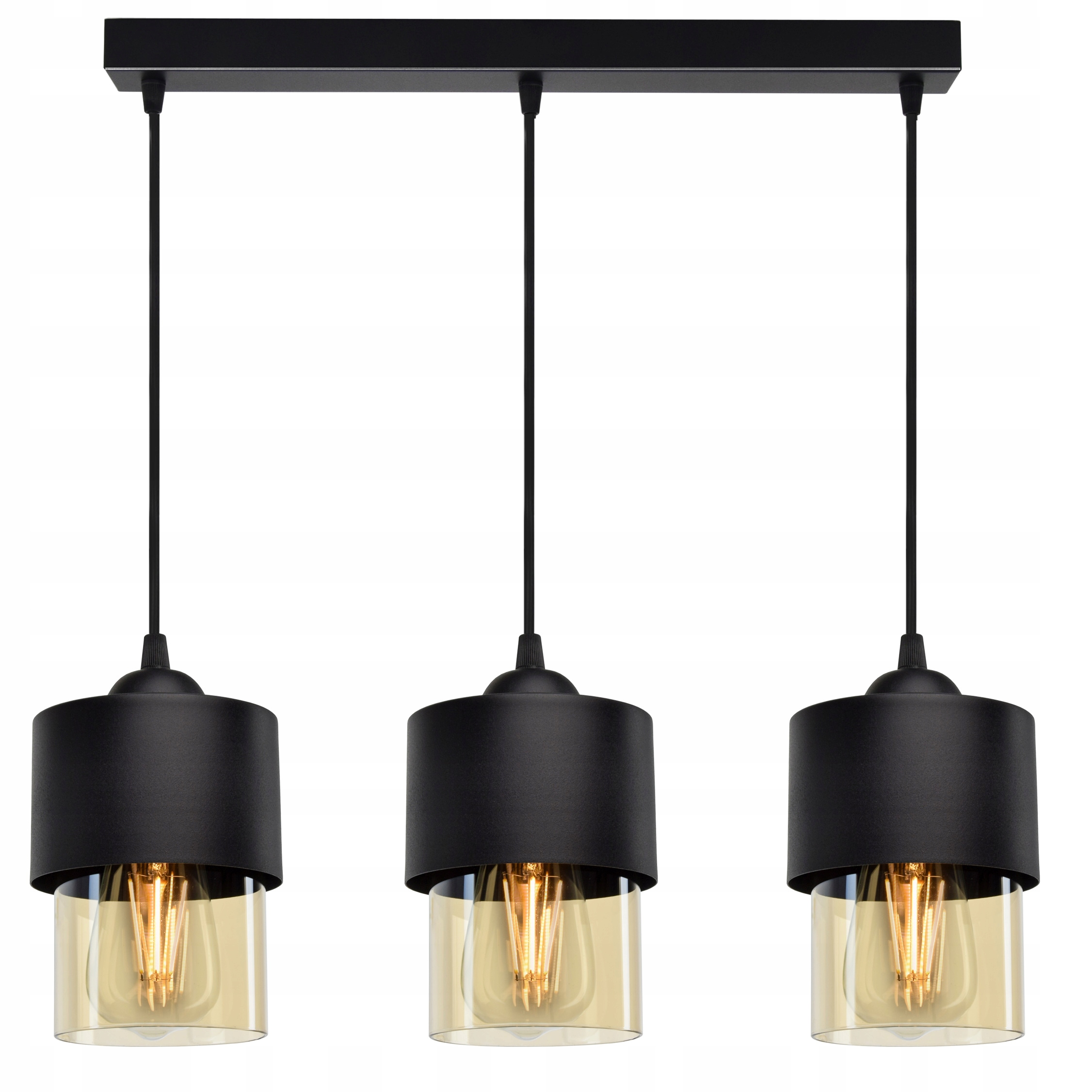 

Lampa Wisząca Żyrandol Klosze Metal Szkło Miód Led