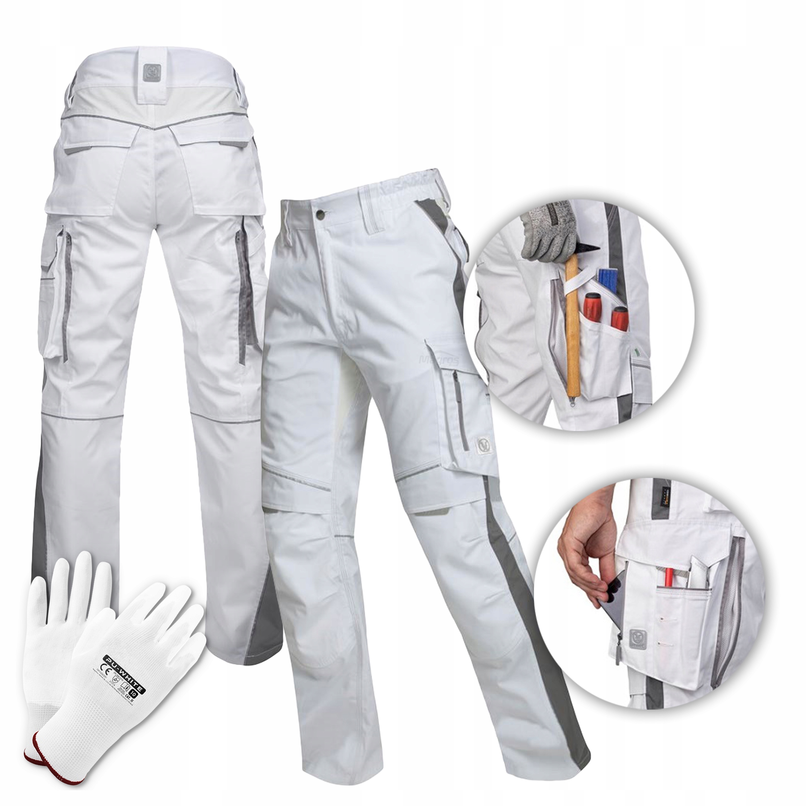 Spodnie Robocze Elastyczne Męskie Wzmocnione Cordurą Białe Ardon Urban+ 60