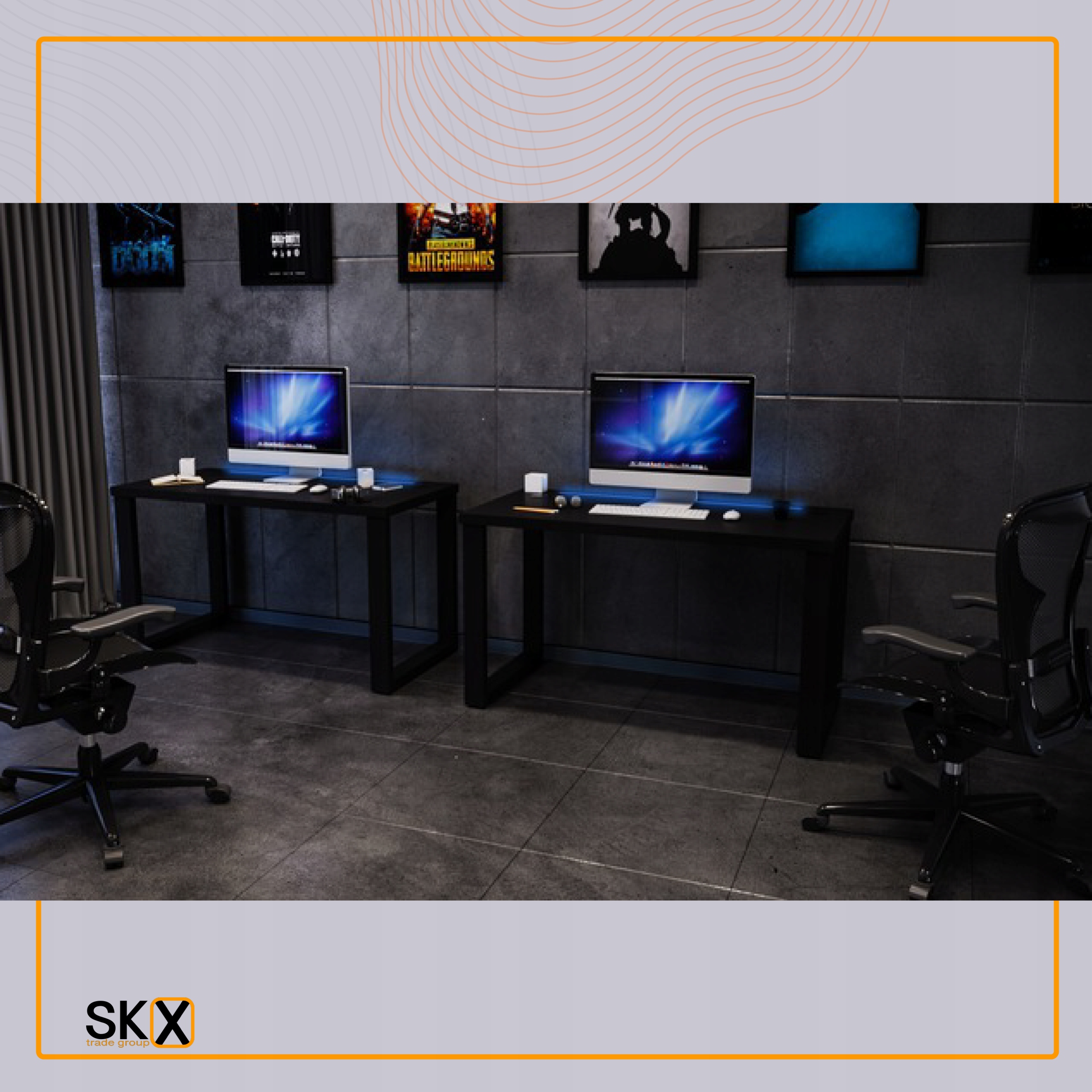 Biurko Gamingowe Komputerowe Dla Graczy LED Czarne Marka SKXMeble