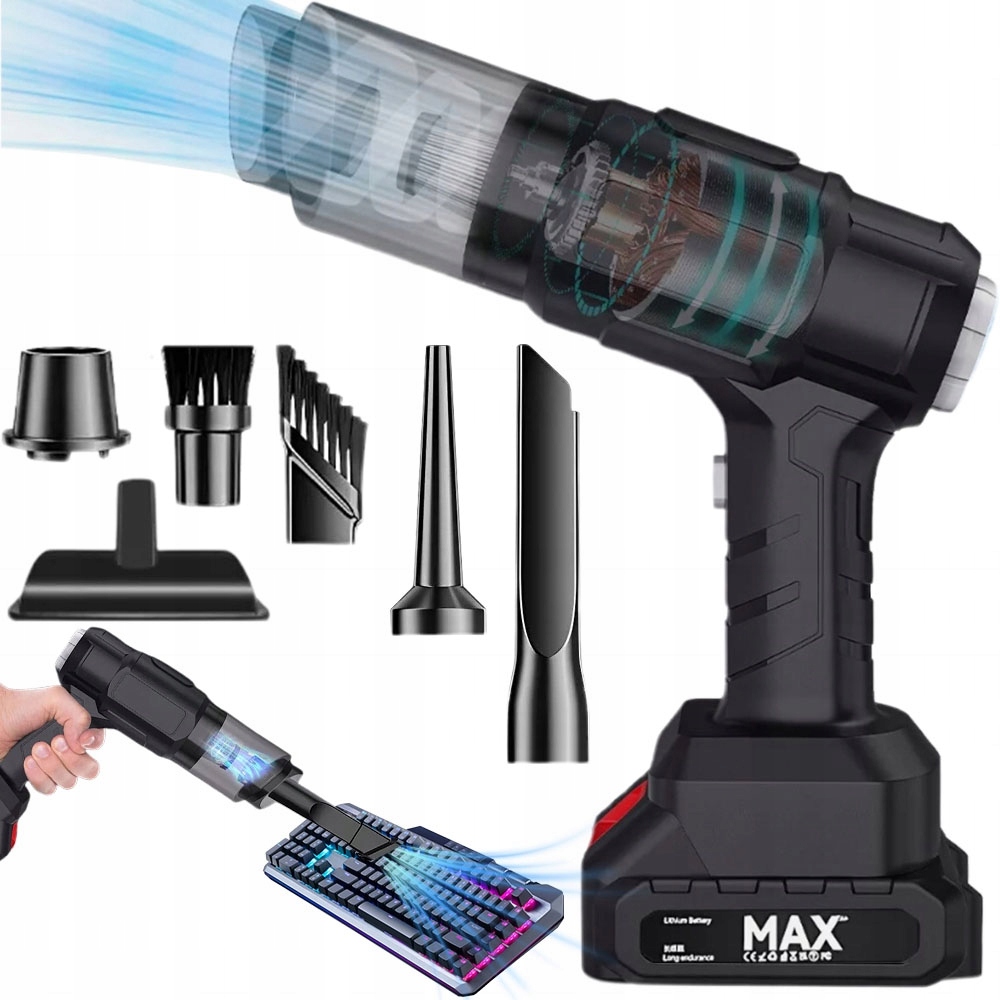 Odkurzacz Ręczny Bezprzewodowy Akumulatorowy Samochodowy Duża Moc 2 Aku