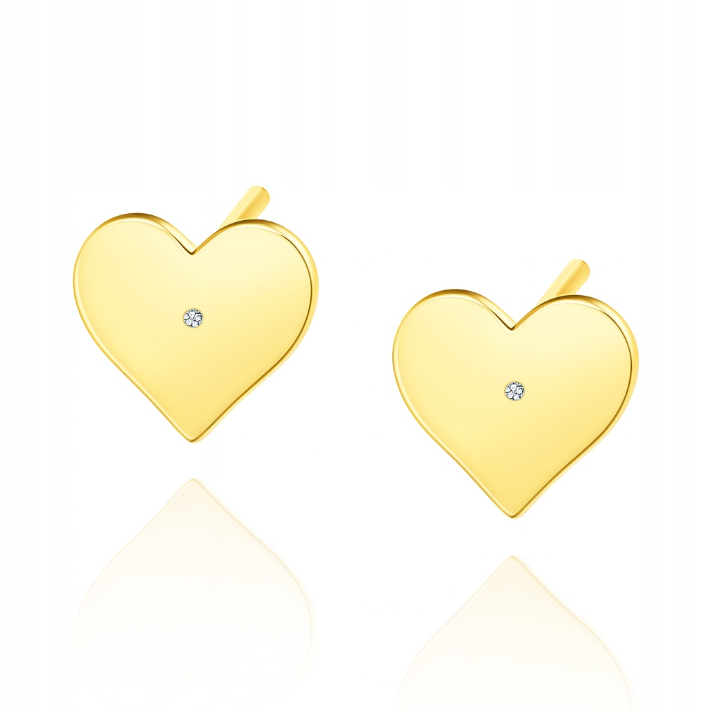 Zlaté náušnice s briliantem, hladké, na tyčinku, Pr. 585