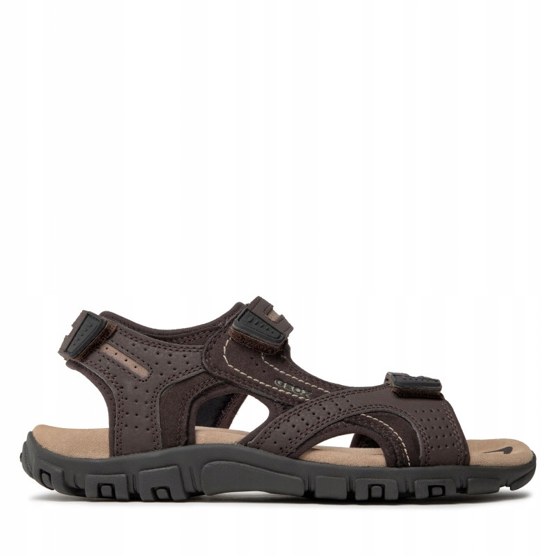 Geox Tmavě hnědé pánské sandály Geox Uomo Sandal Strada