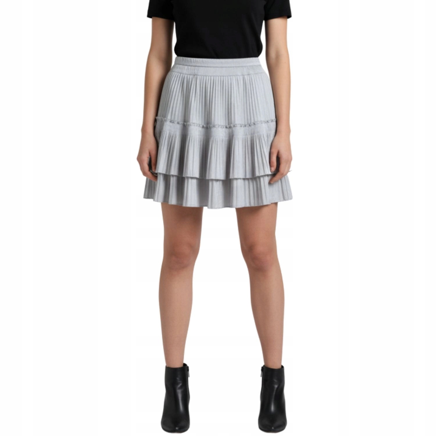 Sukně John Richmond mini plisovaná šedá prošívaná mini vel. S