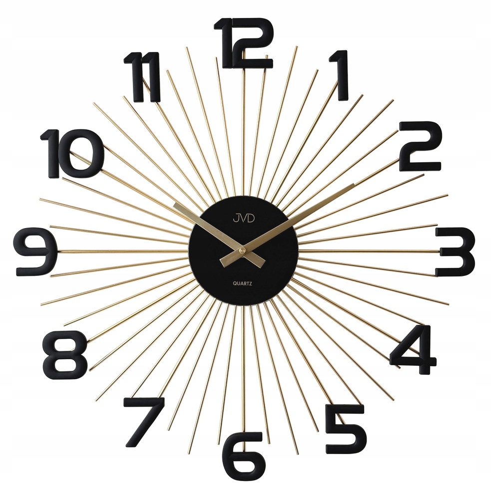 Veľké Elegantné Čierne Zlaté Nástenné Hodiny Do Obývacej Izby Jvd HT121 49 cm